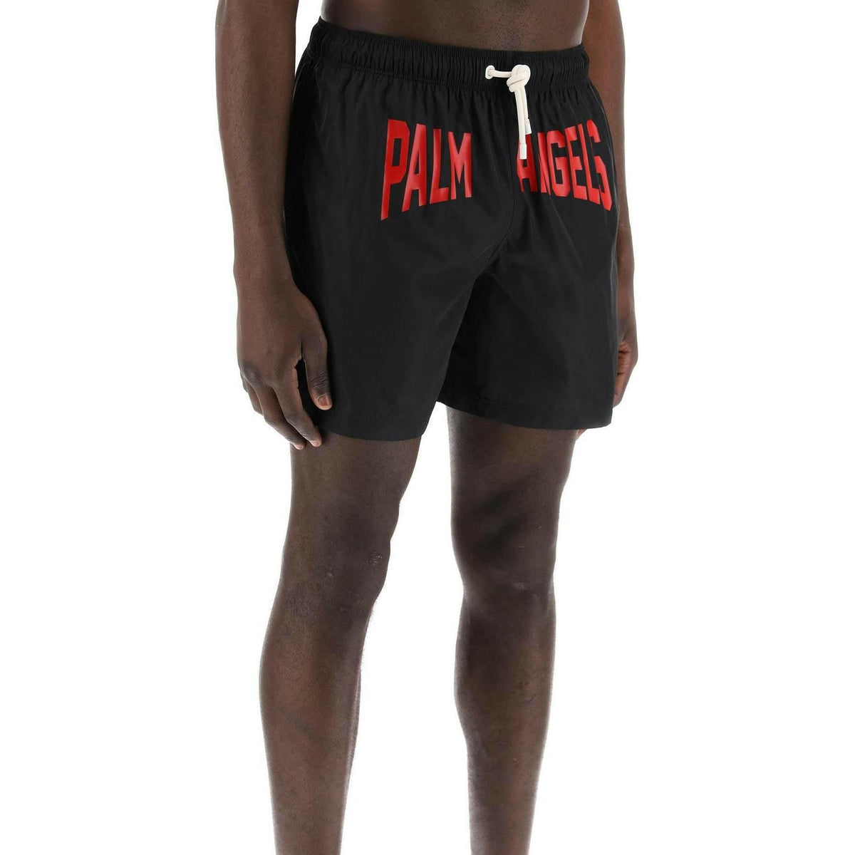 PALM ANGELS - Black and Red PA City Swim Shorts - JOHN JULIA