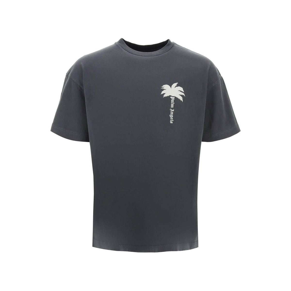 PALM ANGELS - Dark Gray The Palm Print Cotton T-Shirt - JOHN JULIA