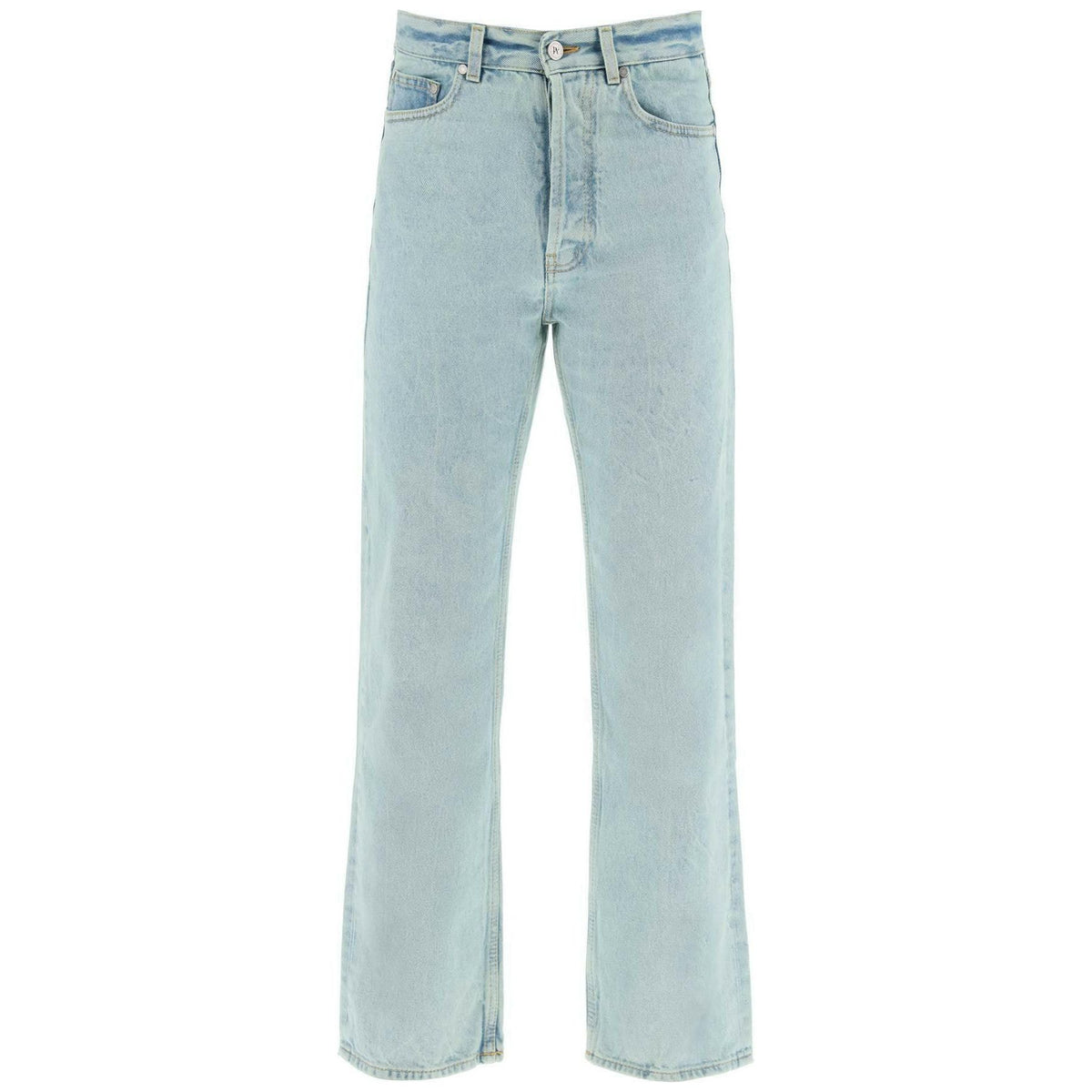 PALM ANGELS - Mint Off-White Denim Garment-Dyed Cotton Jeans - JOHN JULIA