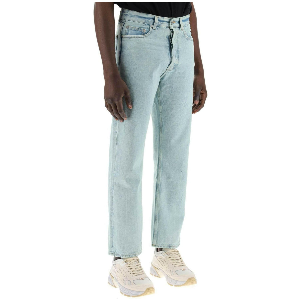 PALM ANGELS - Mint Off-White Denim Garment-Dyed Cotton Jeans - JOHN JULIA
