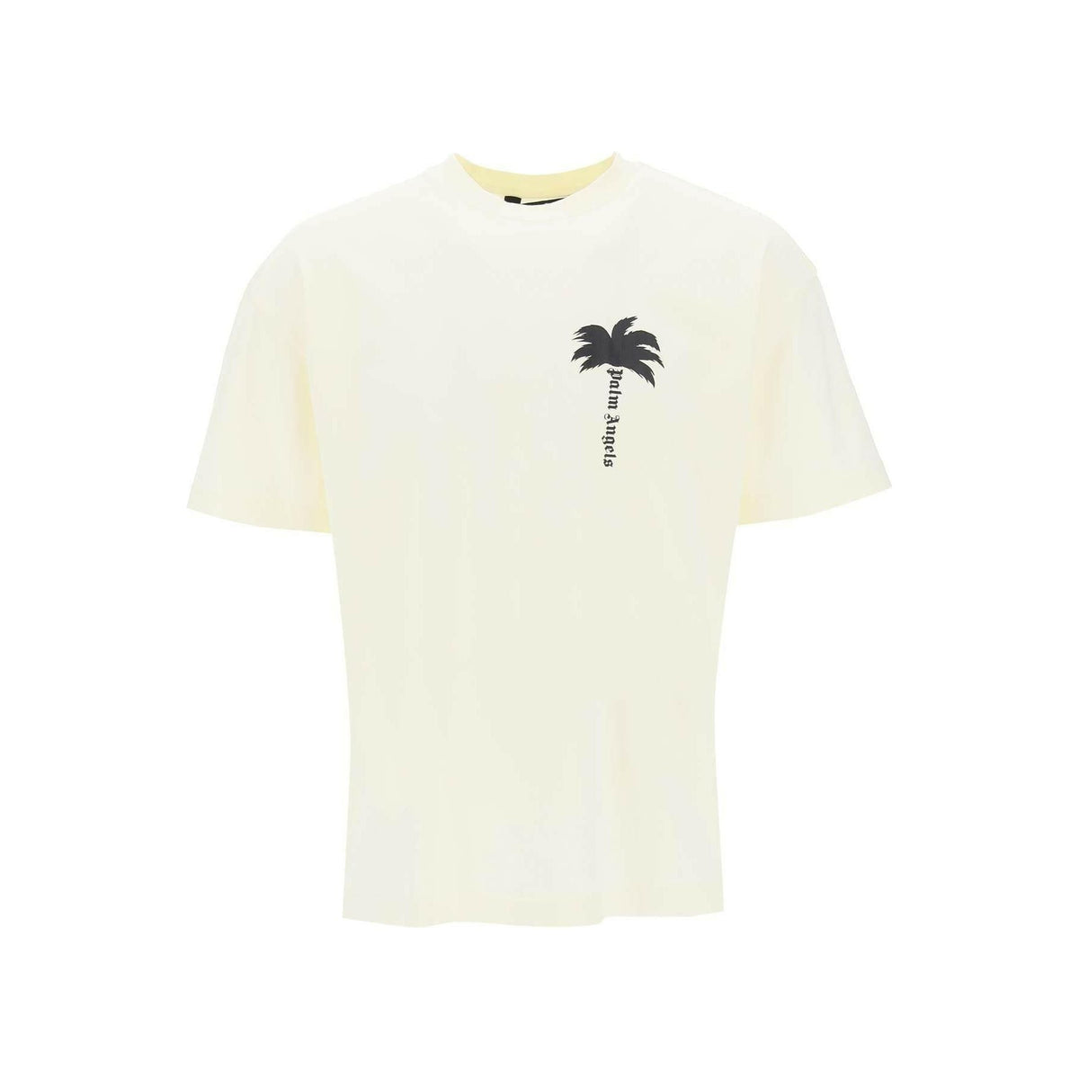 PALM ANGELS - Off-White Palm Tree Print Cotton T-Shirt - JOHN JULIA
