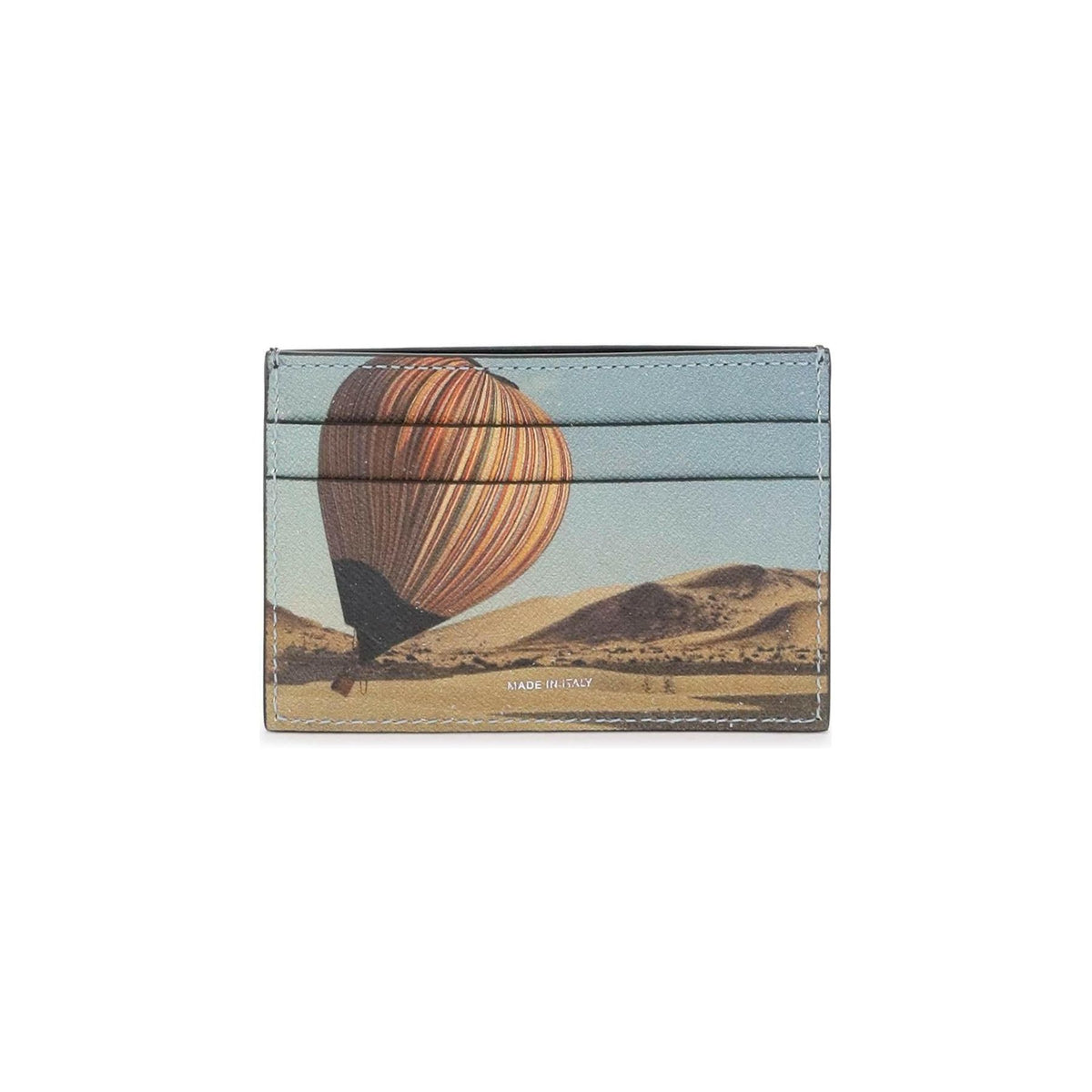 PAUL SMITH - Black and Signature Stripe Balloon Genuine Leather Card Holder - JOHN JULIA