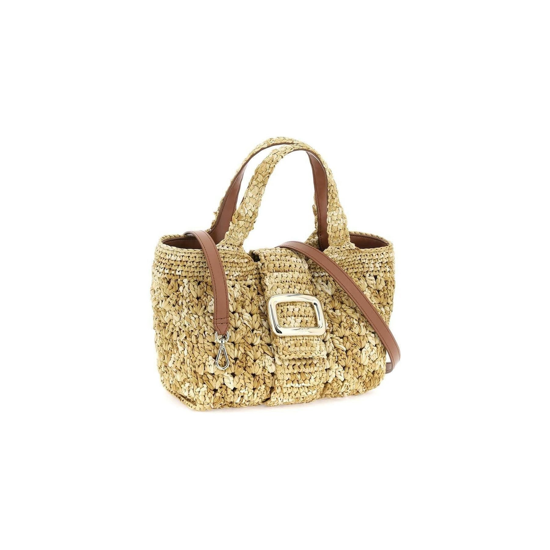 Viv' Choc Crochet Raffia Shopping Bag with Leather Details ROGER VIVIER JOHN JULIA.