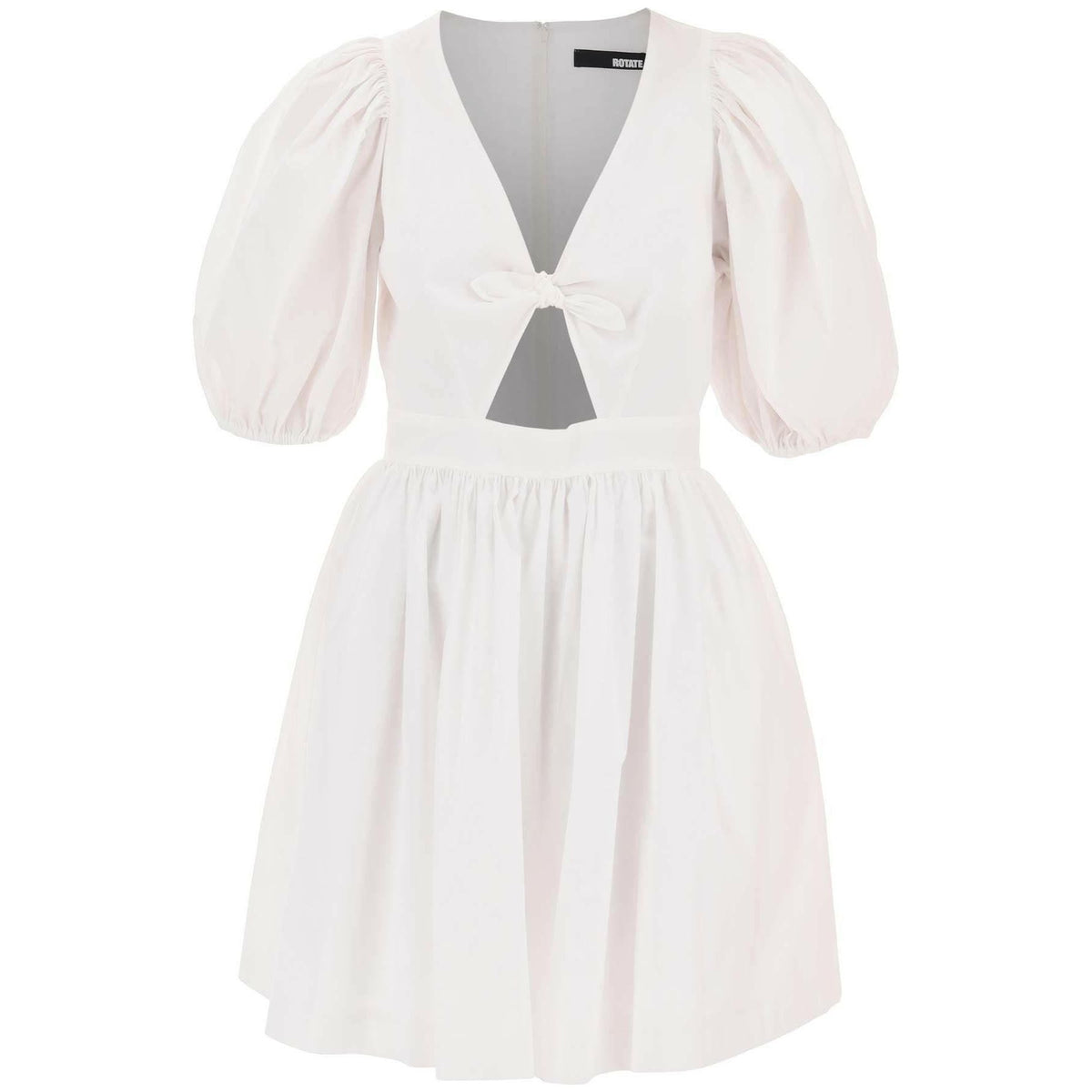 Rotate Bright White Puff Sleeve Organic Cotton Mini Dress - JOHN JULIA