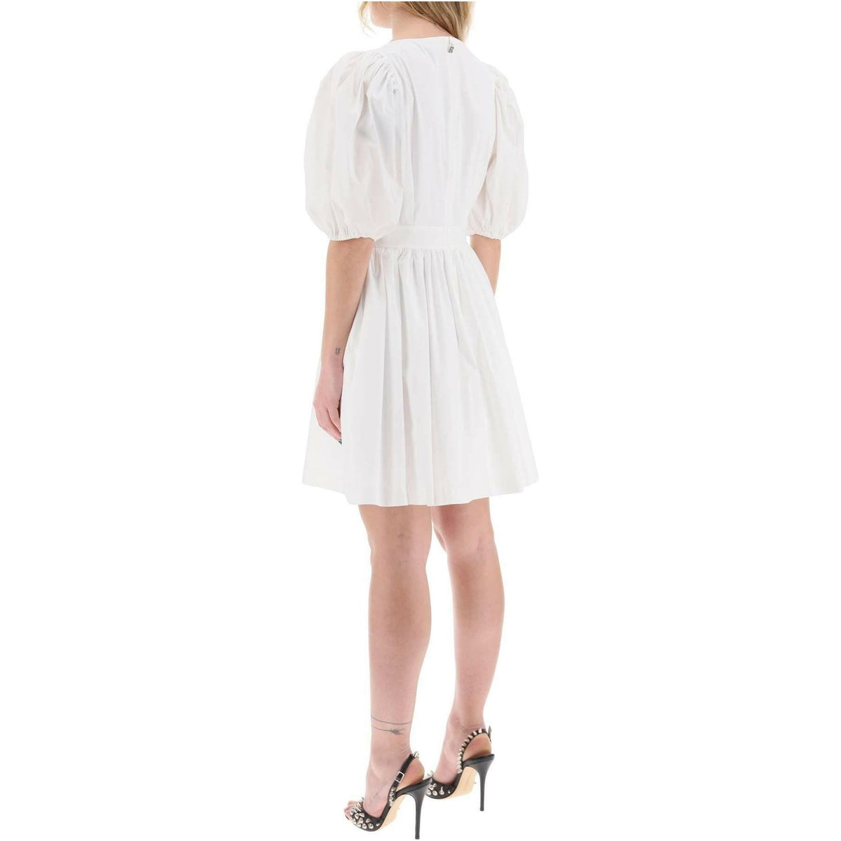 ROTATE - Bright White Puff Sleeve Organic Cotton Mini Dress - JOHN JULIA