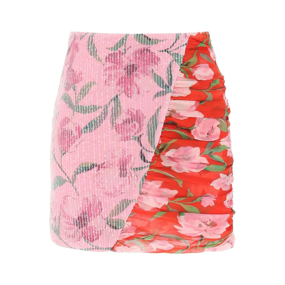 ROTATE - Wildeve Prism & Pink Floral Shimmering Recycled Sequins Blend Mini Skirt - JOHN JULIA