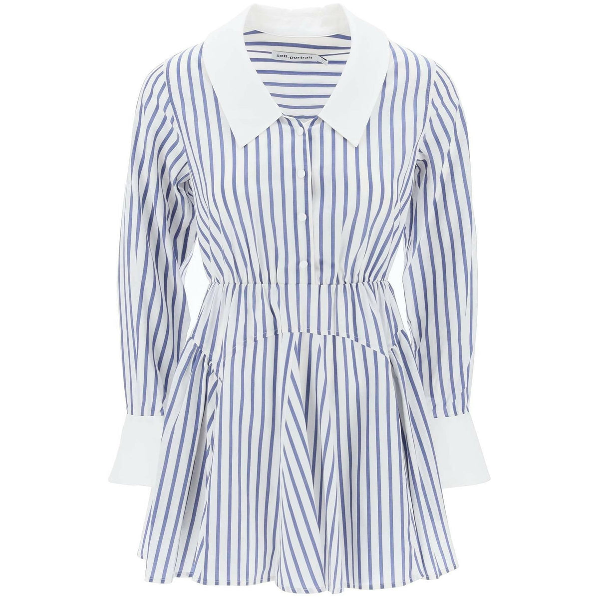 SELF PORTRAIT - Blue Stripe Cotton Mini Dress - JOHN JULIA