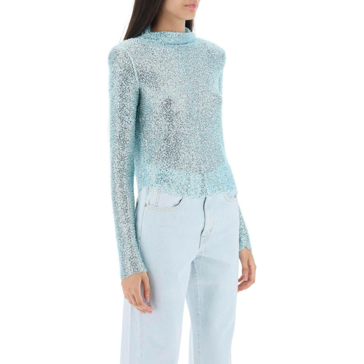 SELF PORTRAIT - Long Sleeved Top With Sequins And Beads - JOHN JULIA