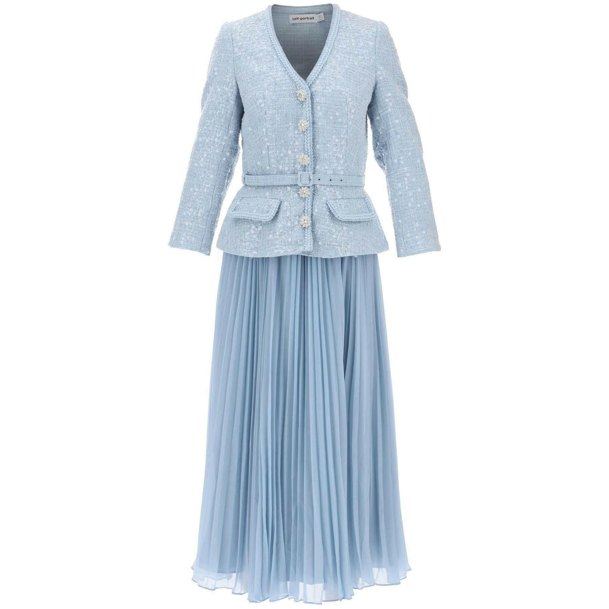 SELF PORTRAIT - Midi Dress With Pleated Skirt - JOHN JULIA