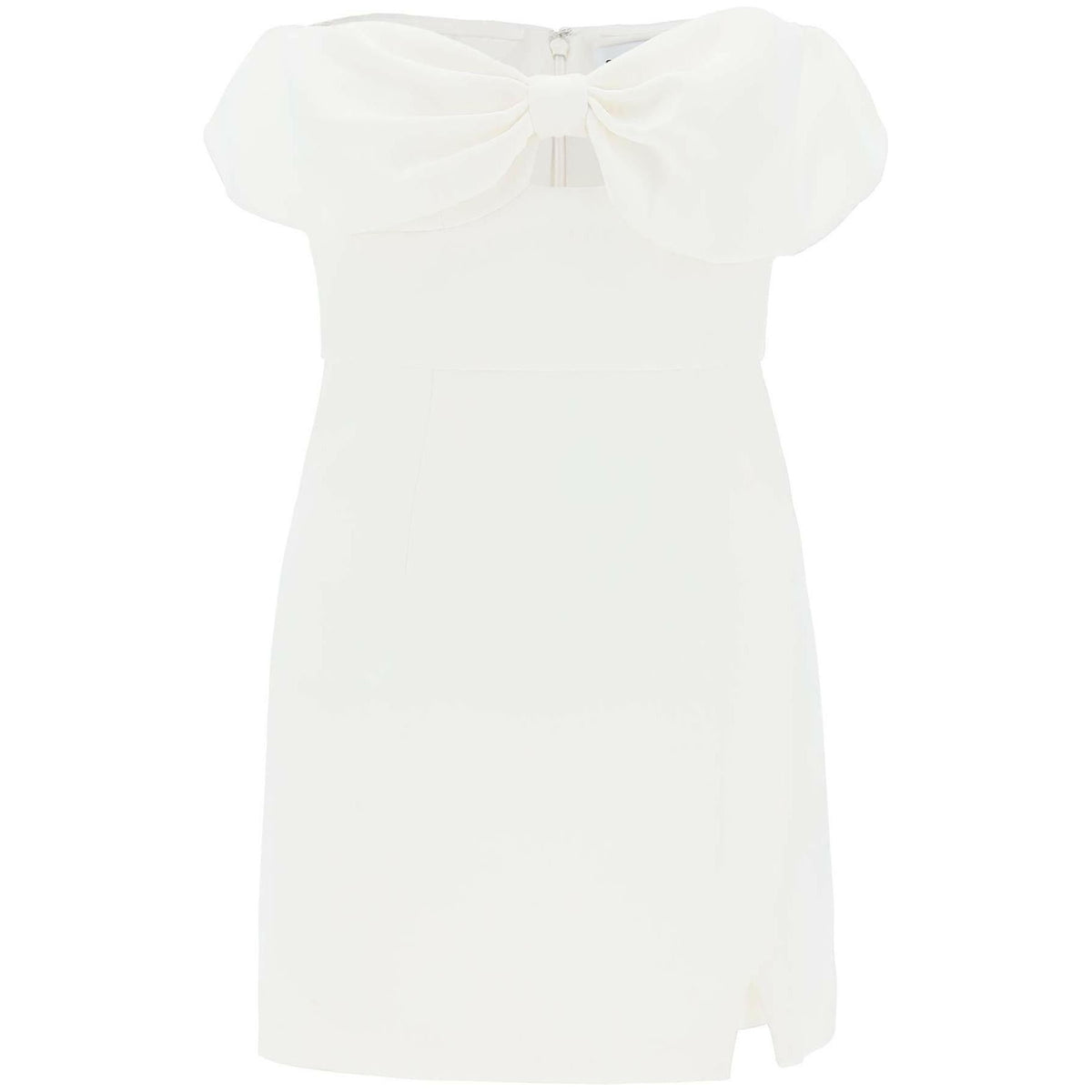 SELF PORTRAIT - White Off-Shoulder Bow Crepe Mini Dress - JOHN JULIA