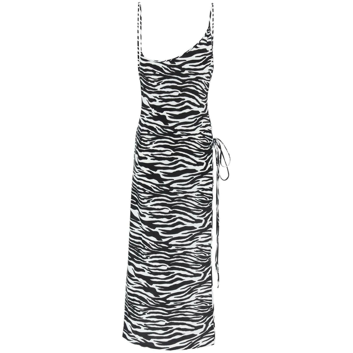 THE ATTICO - White Black Zebra Print Lycra Midi Dress - JOHN JULIA