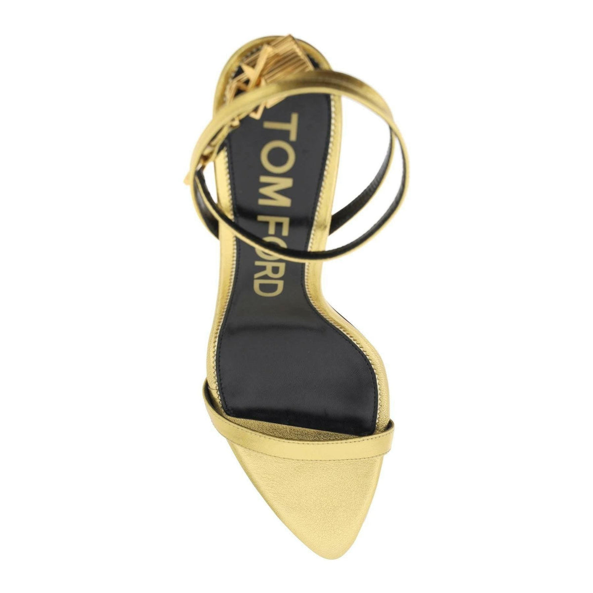Gold Laminated Padlock 85mm Nappa Leather Pointy Sandals TOM FORD JOHN JULIA.