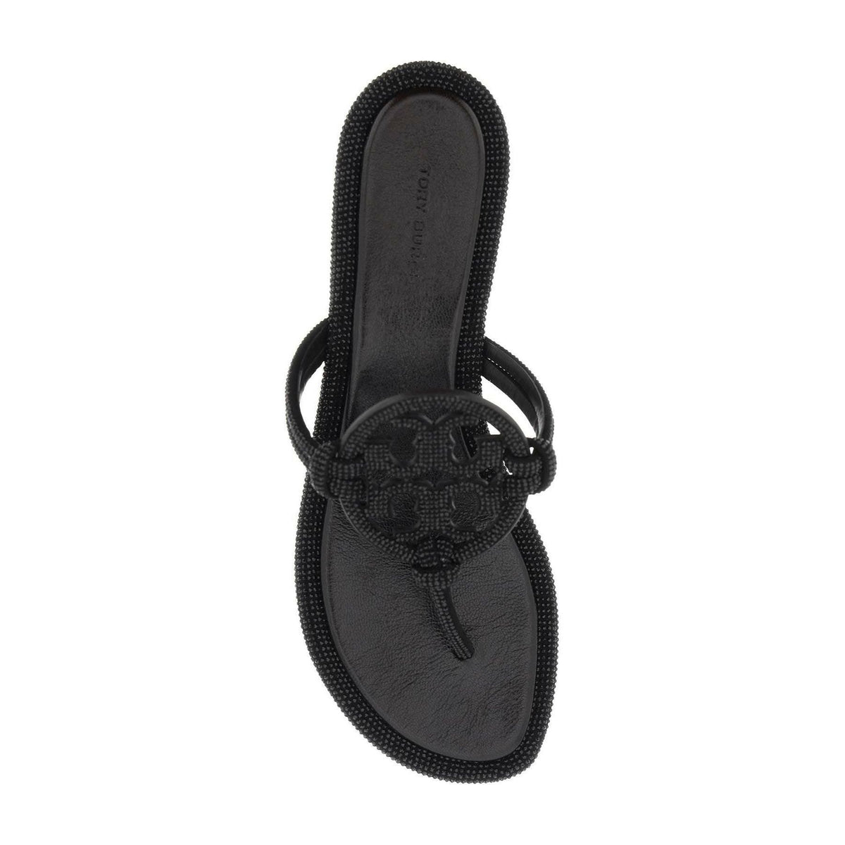 TORY BURCH - Perfect Black Pavé Leather Thong Sandals - JOHN JULIA