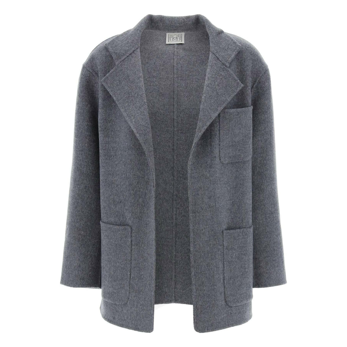 TOTEME - Grey Melange Patch Pocket Doublé Wool Jacket - JOHN JULIA