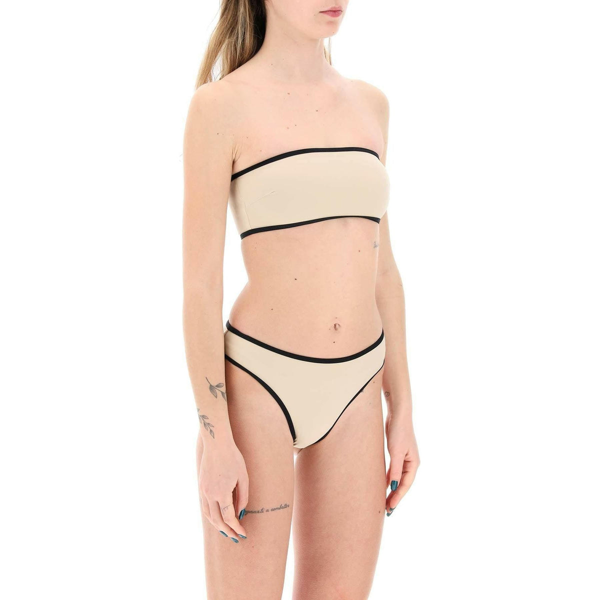 TOTEME - Light Hay Strapless Bikini Top With Contrasting Edges - JOHN JULIA