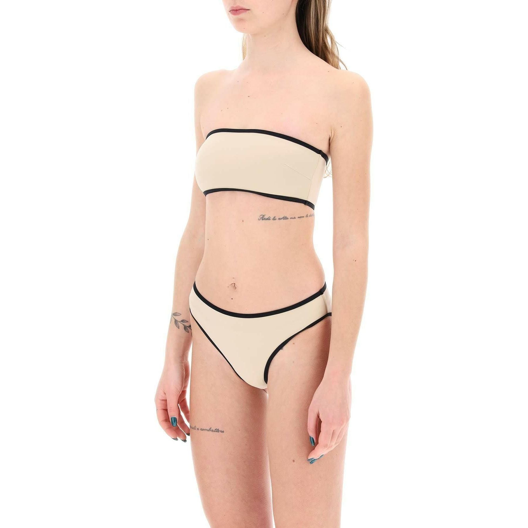Light Hay Strapless Bikini Top With Contrasting Edges TOTEME JOHN JULIA.