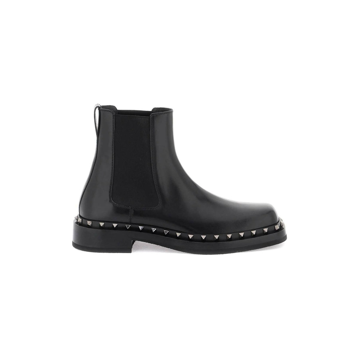 VALENTINO GARAVANI - Black Rockstud M-Way Leather Ankle Boots - JOHN JULIA