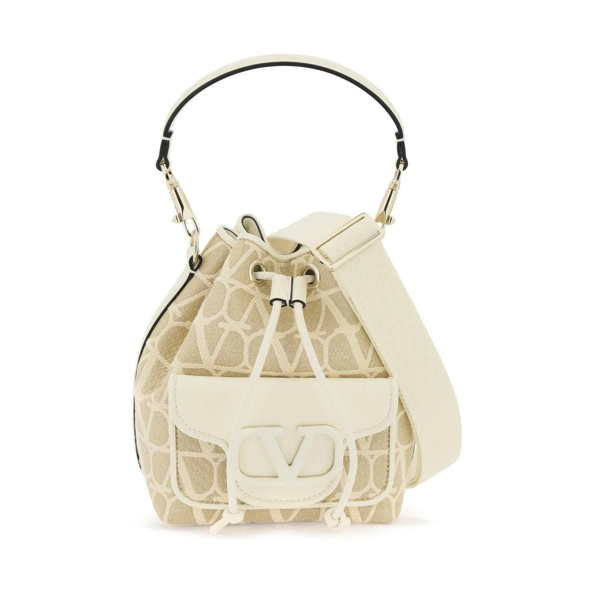 VALENTINO GARAVANI - Naturale Ivory Locò Iconographe Bucket Bag - JOHN JULIA