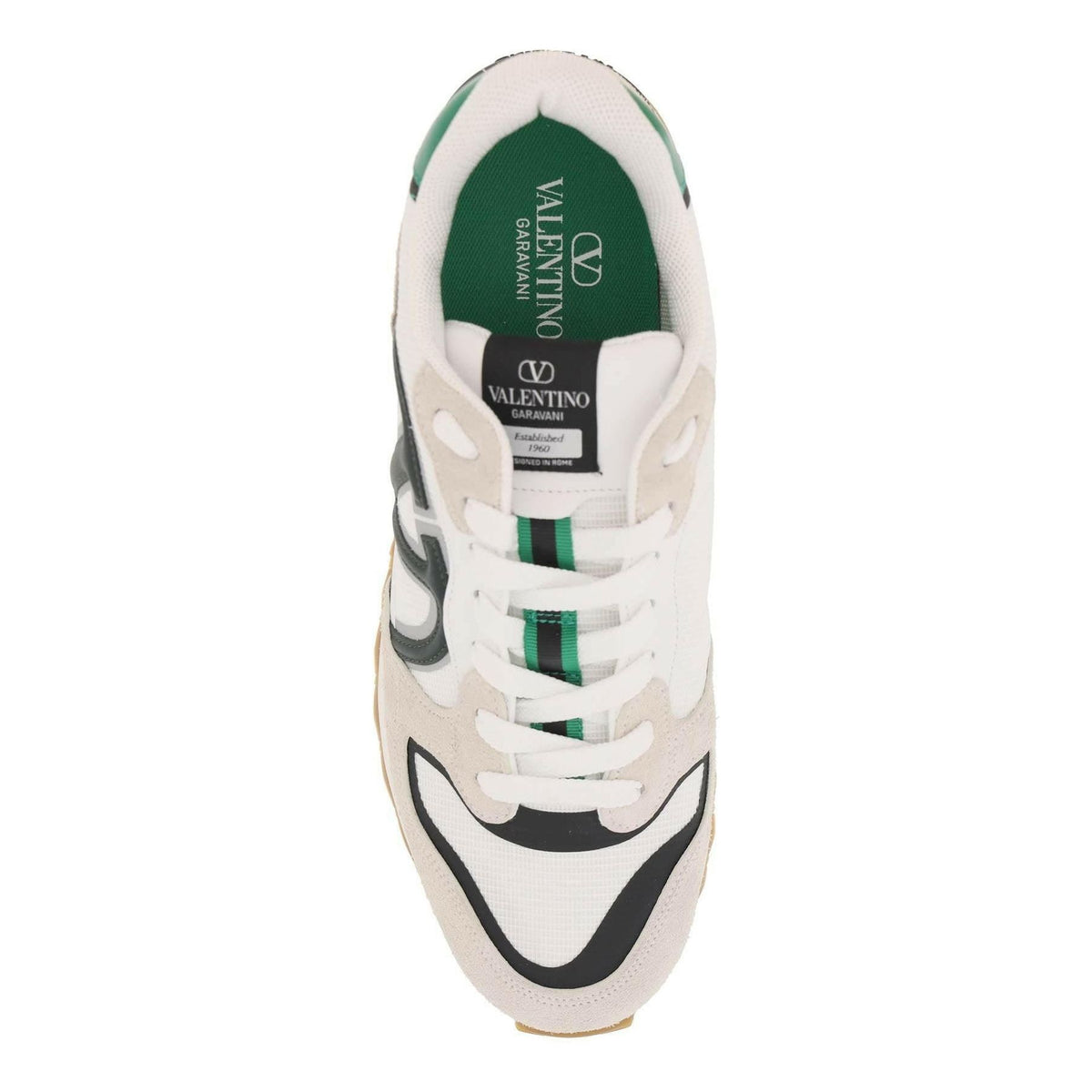 VALENTINO GARAVANI - White and Green VLogo Pace Low-Top Sneakers - JOHN JULIA