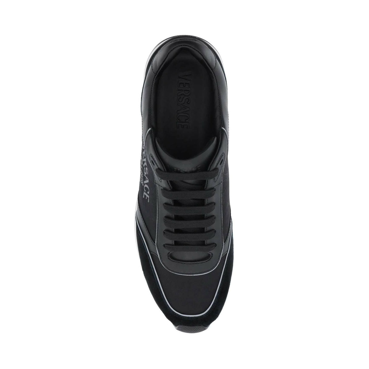 VERSACE - Black Milano Low-Top Sneakers With Barocco Pattern - JOHN JULIA