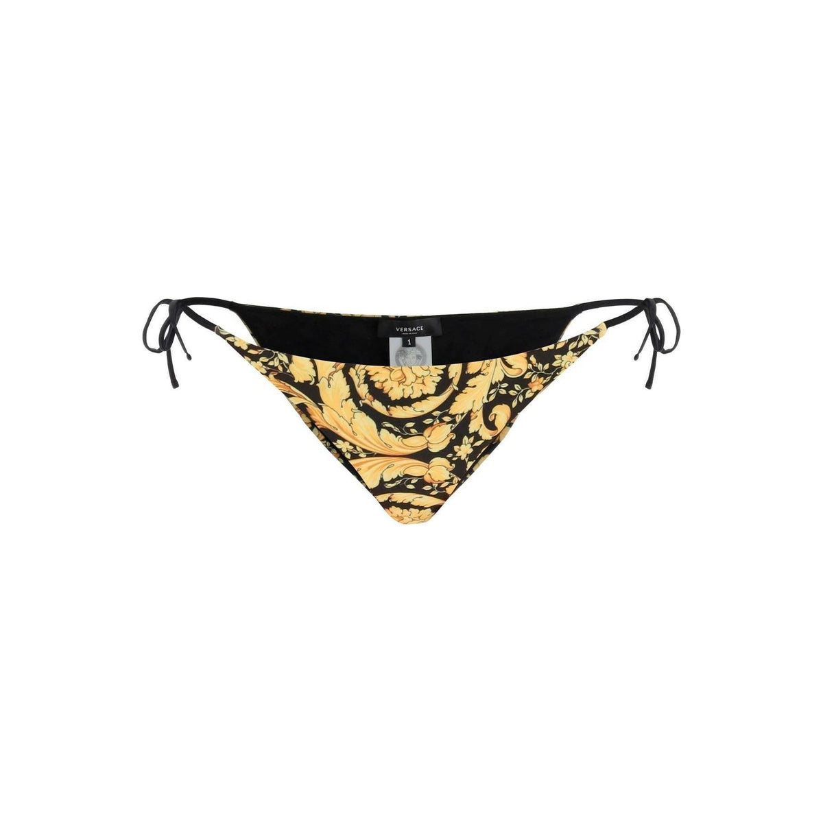 Gold Print Barocco Bikini Bottom With Side Ties VERSACE JOHN JULIA.