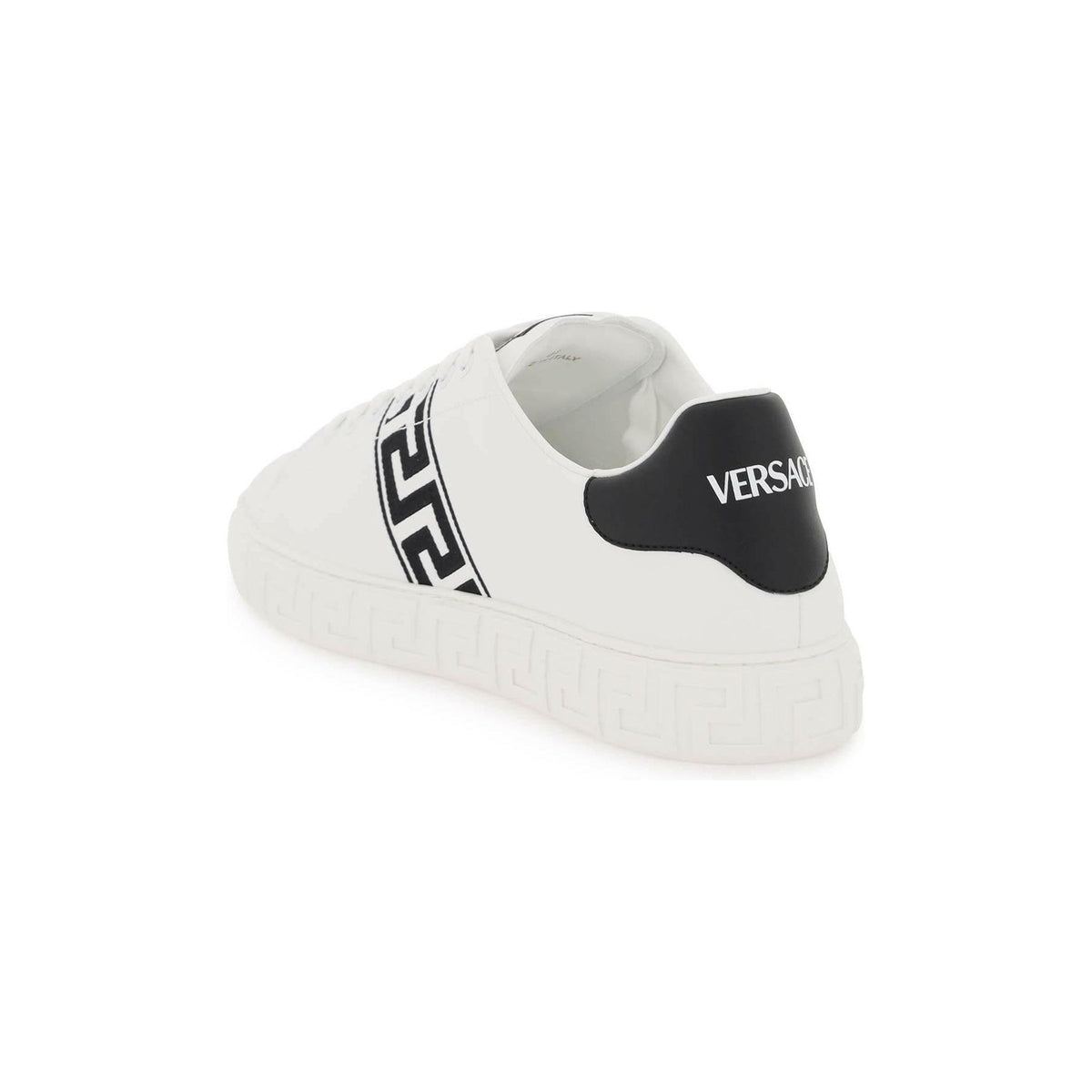 White Black Greca Sneakers With Contrasting Embroidered Motif VERSACE JOHN JULIA.