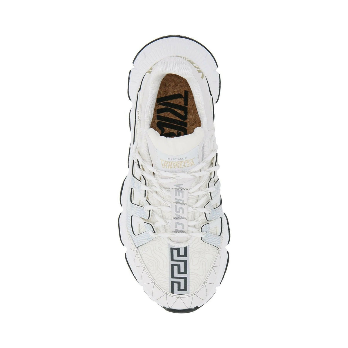 VERSACE - White Gold Multilayer Trigreca Sneakers With Graphic Print - JOHN JULIA