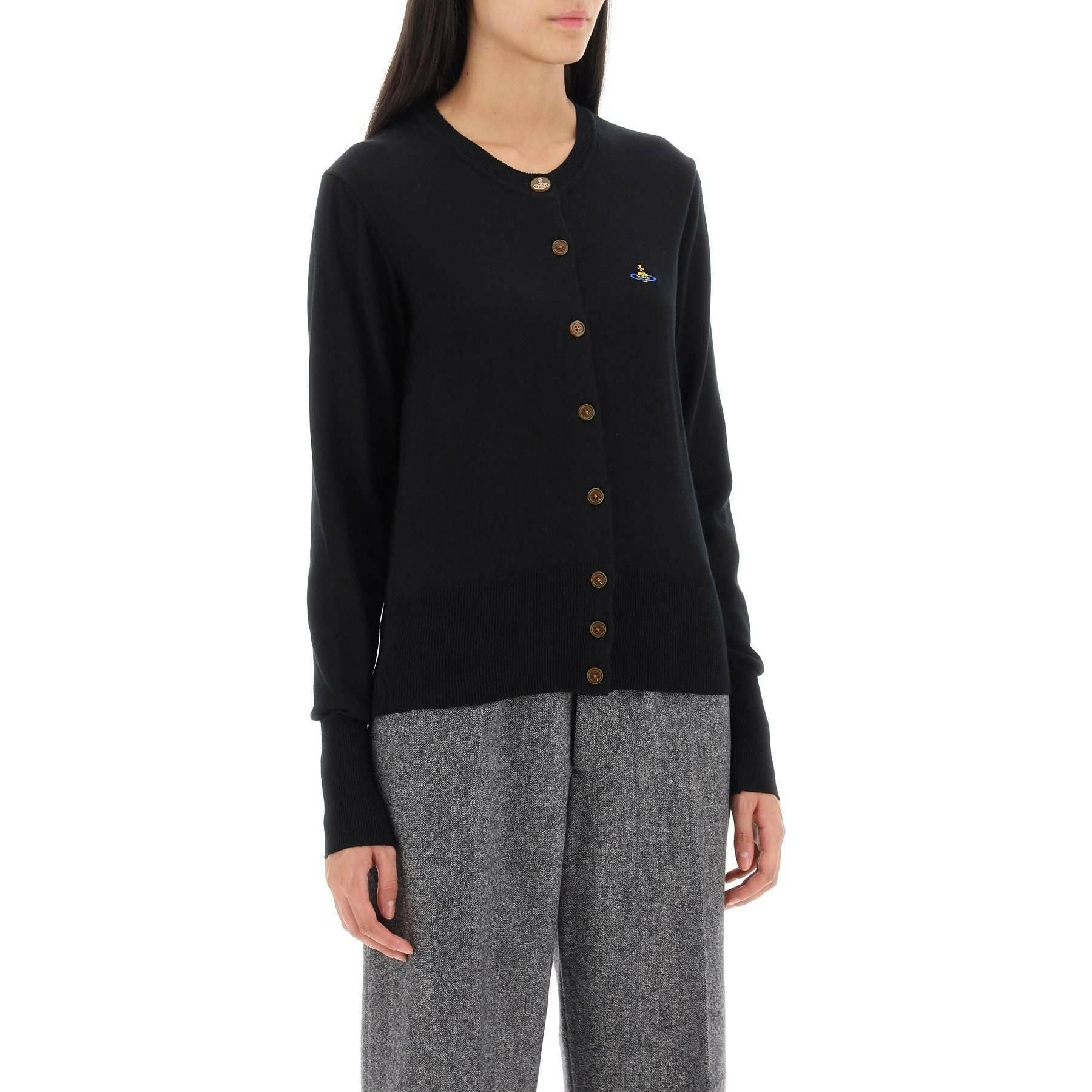 Black Cotton Cardigan With Orb Embroidery VIVIENNE WESTWOOD JOHN JULIA.