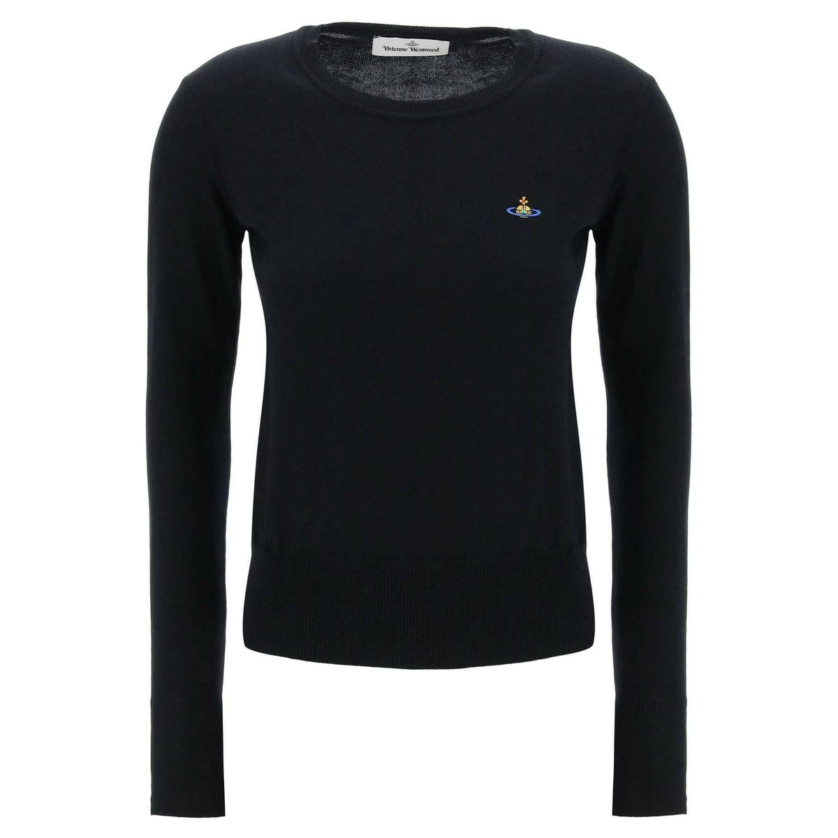 VIVIENNE WESTWOOD - Black Cotton Crew-Neck Pullover With Embroidered Logo - JOHN JULIA