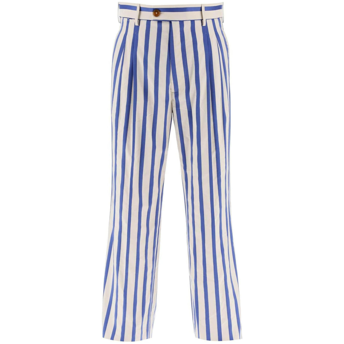 Vivienne Westwood Blue and White Striped Organic Cotton Straight-Leg Trousers - JOHN JULIA