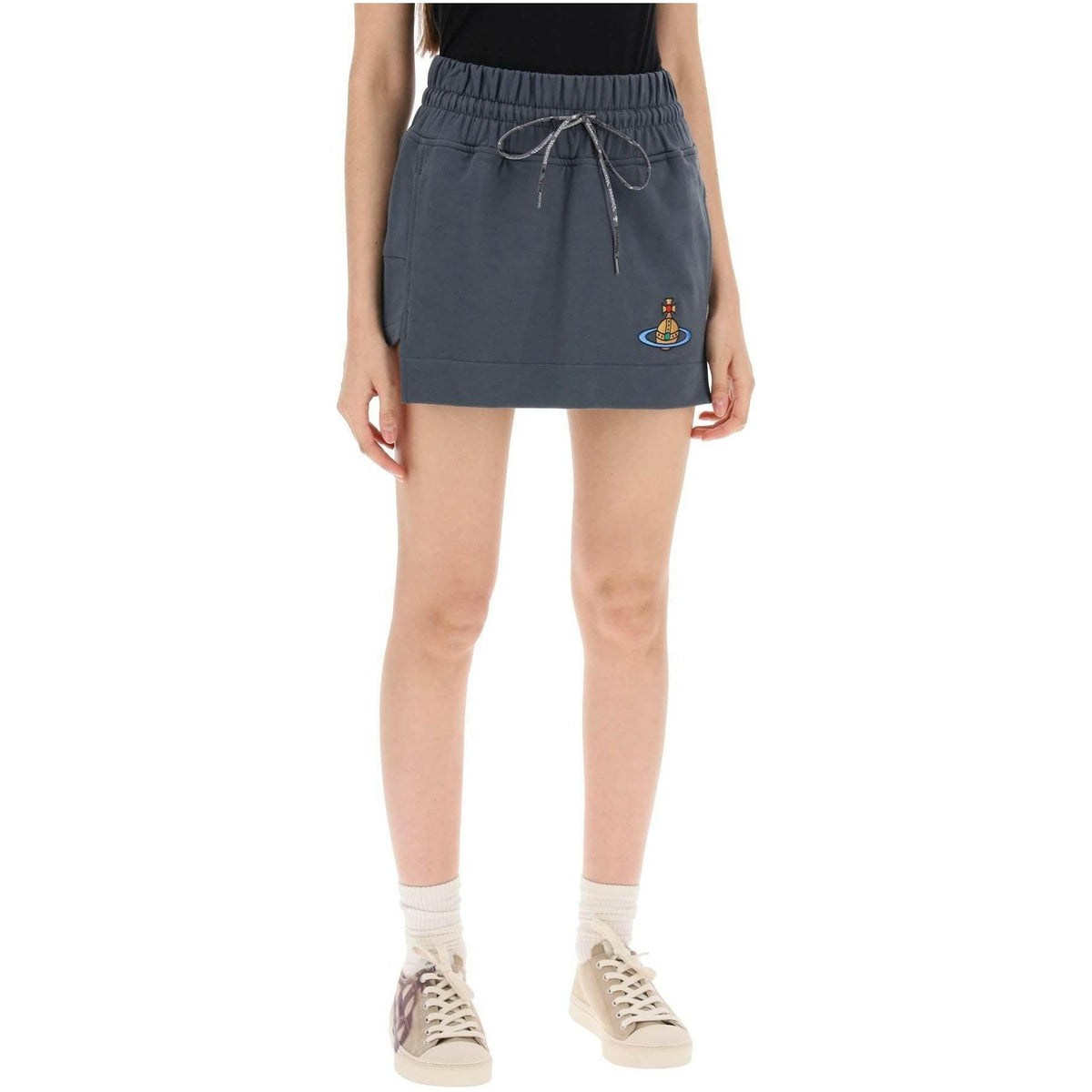 VIVIENNE WESTWOOD - Grey Organic Cotton Jersey Boxer Mini Skirt - JOHN JULIA