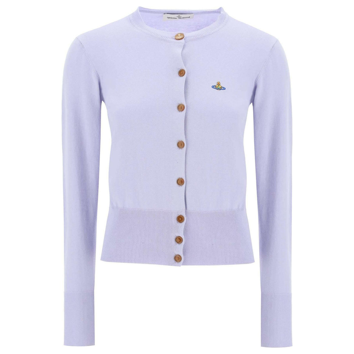 VIVIENNE WESTWOOD - Lavender Cotton Knit Bea Cardigan With Logo Embroidery - JOHN JULIA