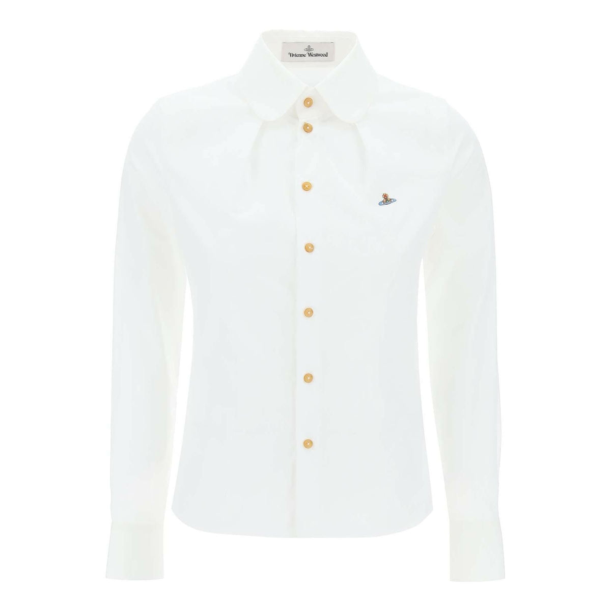 White Regenerated Cotton Poplin Toulouse Shirt With Orb Embroidery VIVIENNE WESTWOOD JOHN JULIA.