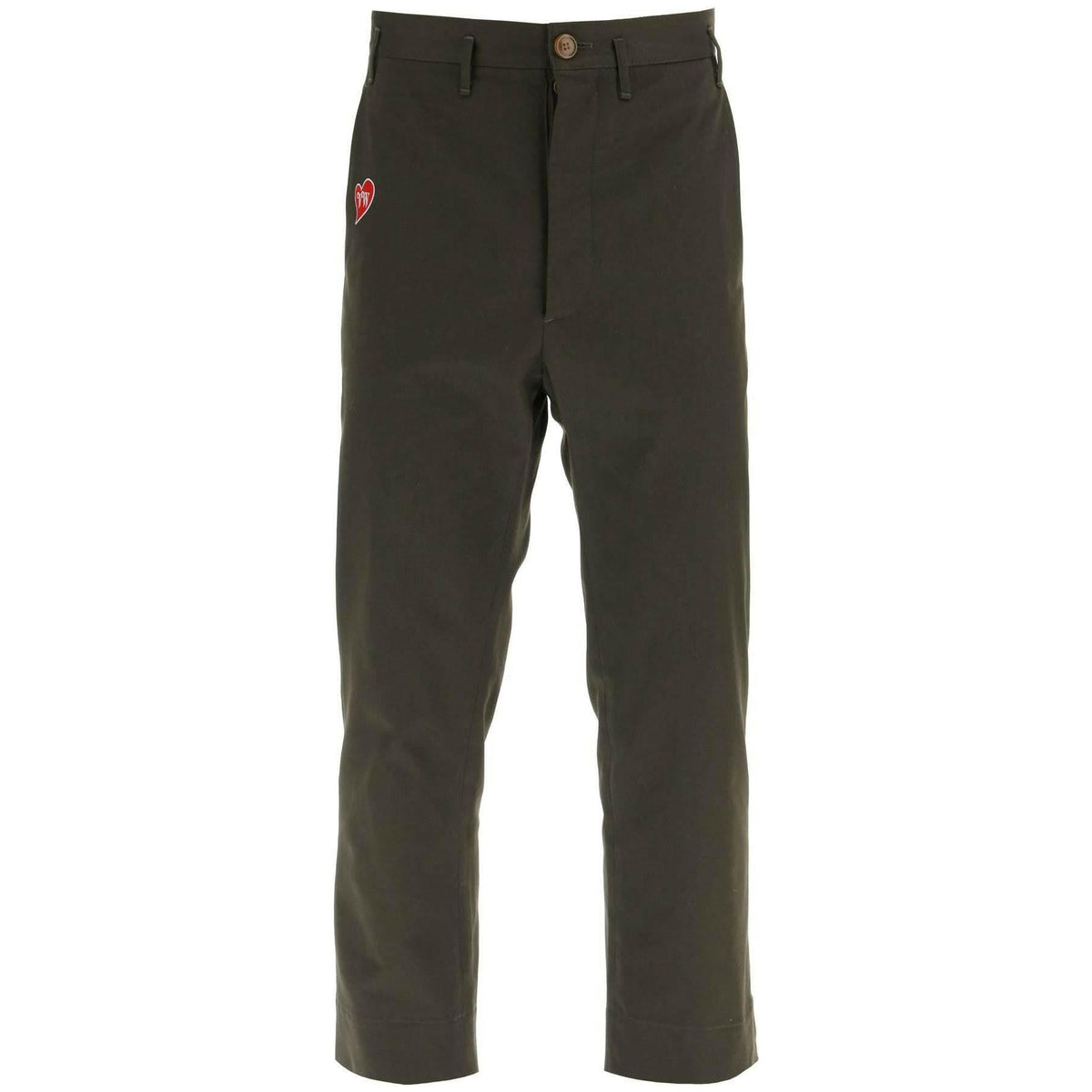 VIVIENNE WESTWOOD - Cropped Cruise Pants Featuring Embroidered Heart Shaped Logo - JOHN JULIA