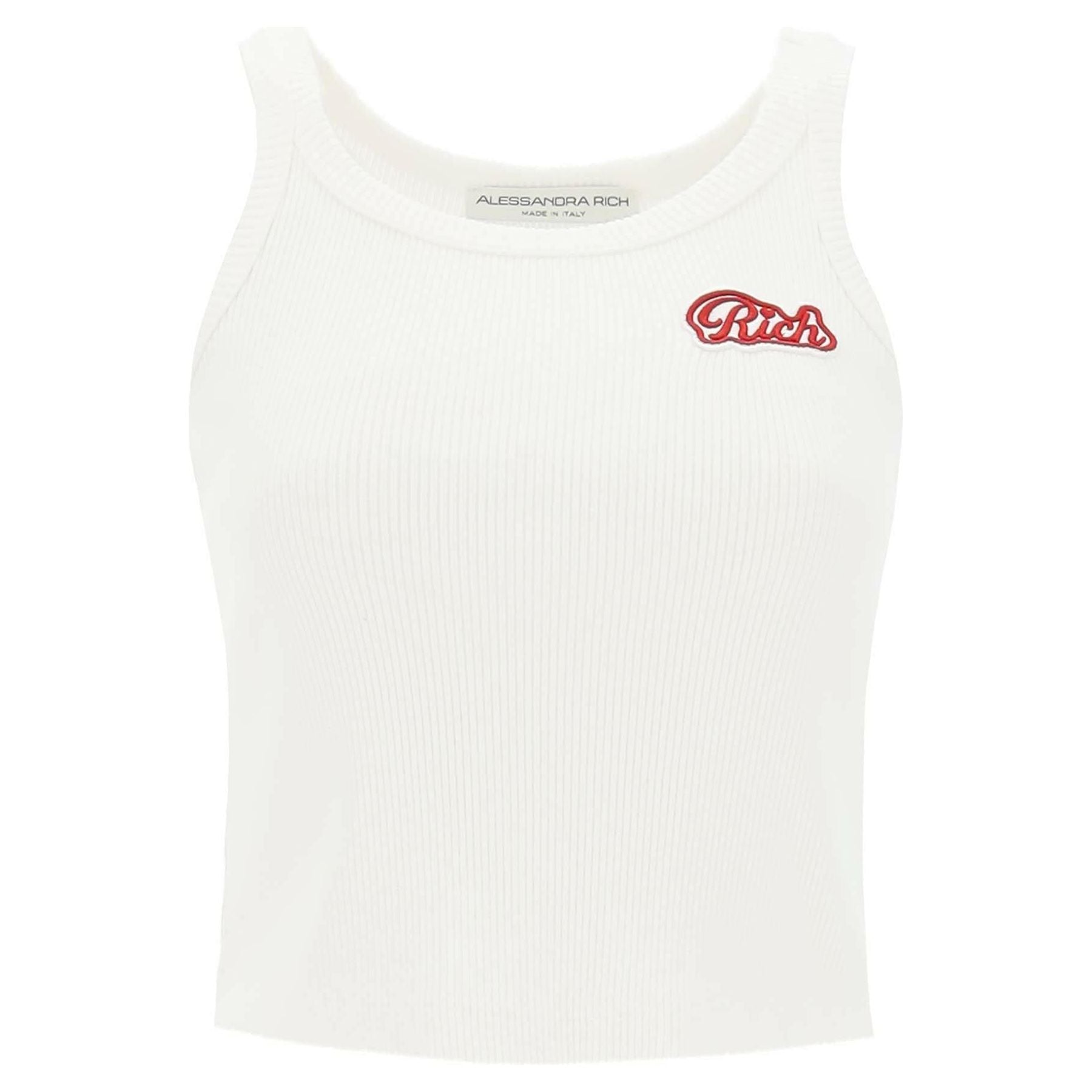 Ribbed Tank Top With Logo Patch ALESSANDRA RICH JOHN JULIA.