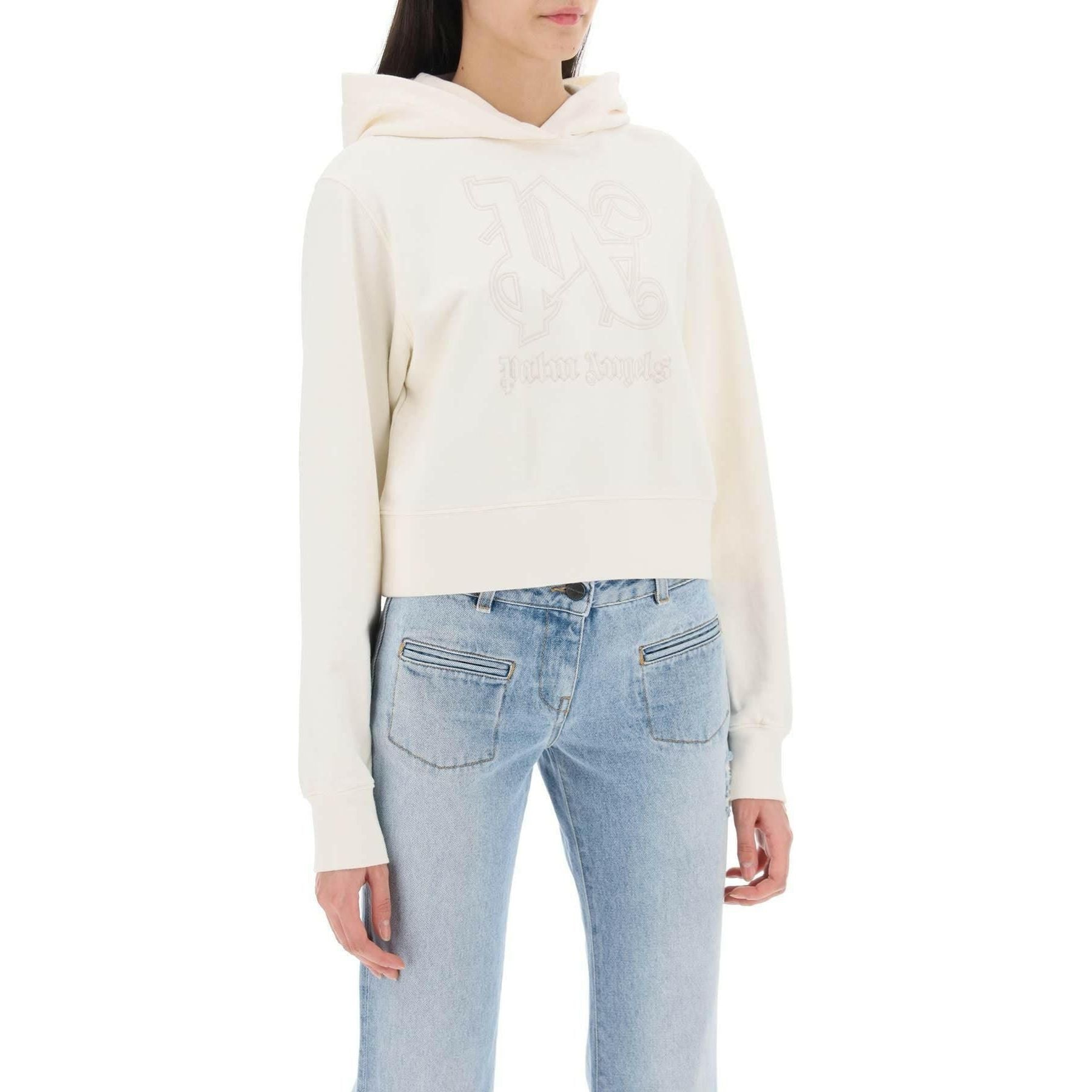 Cropped Hoodie With Monogram Embroidery PALM ANGELS JOHN JULIA.