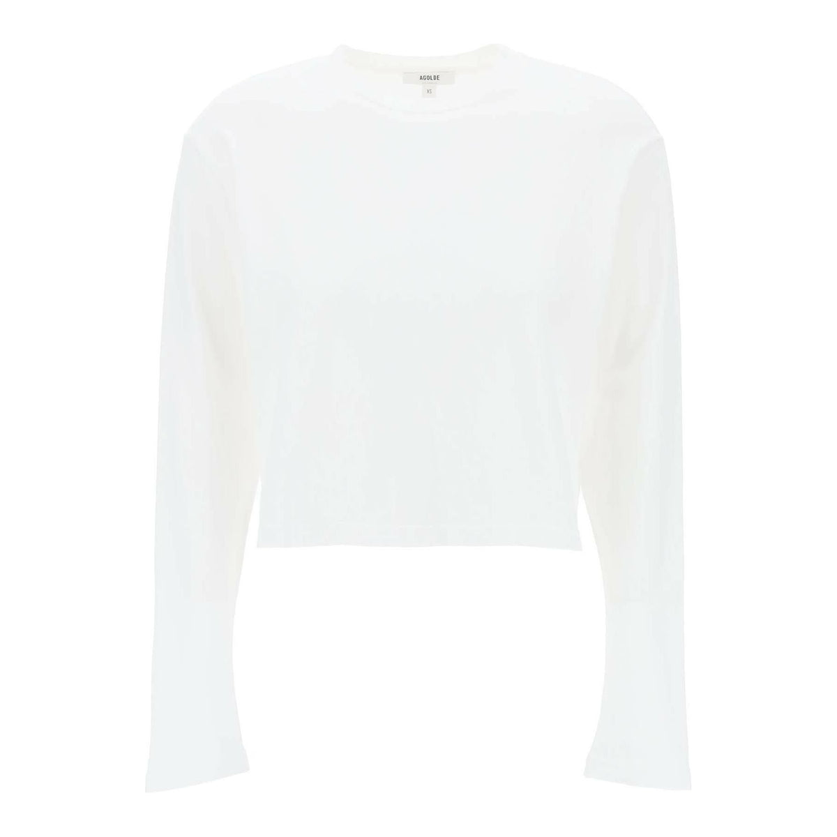 AGOLDE - White Organic Cotton Cropped Long-Sleeve T-Shirt - JOHN JULIA