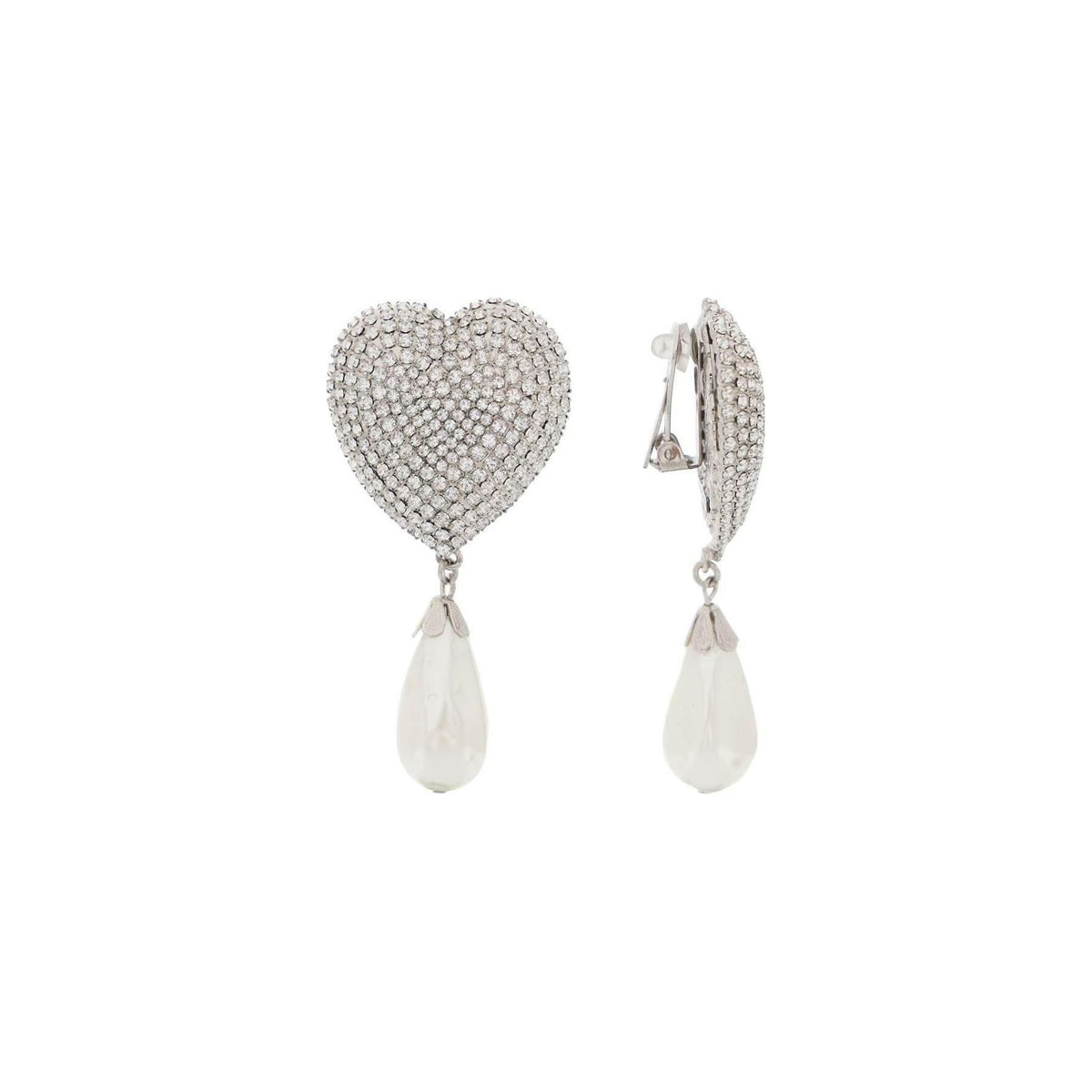 ALESSANDRA RICH - Heart Crystal Earrings With Pearls - JOHN JULIA