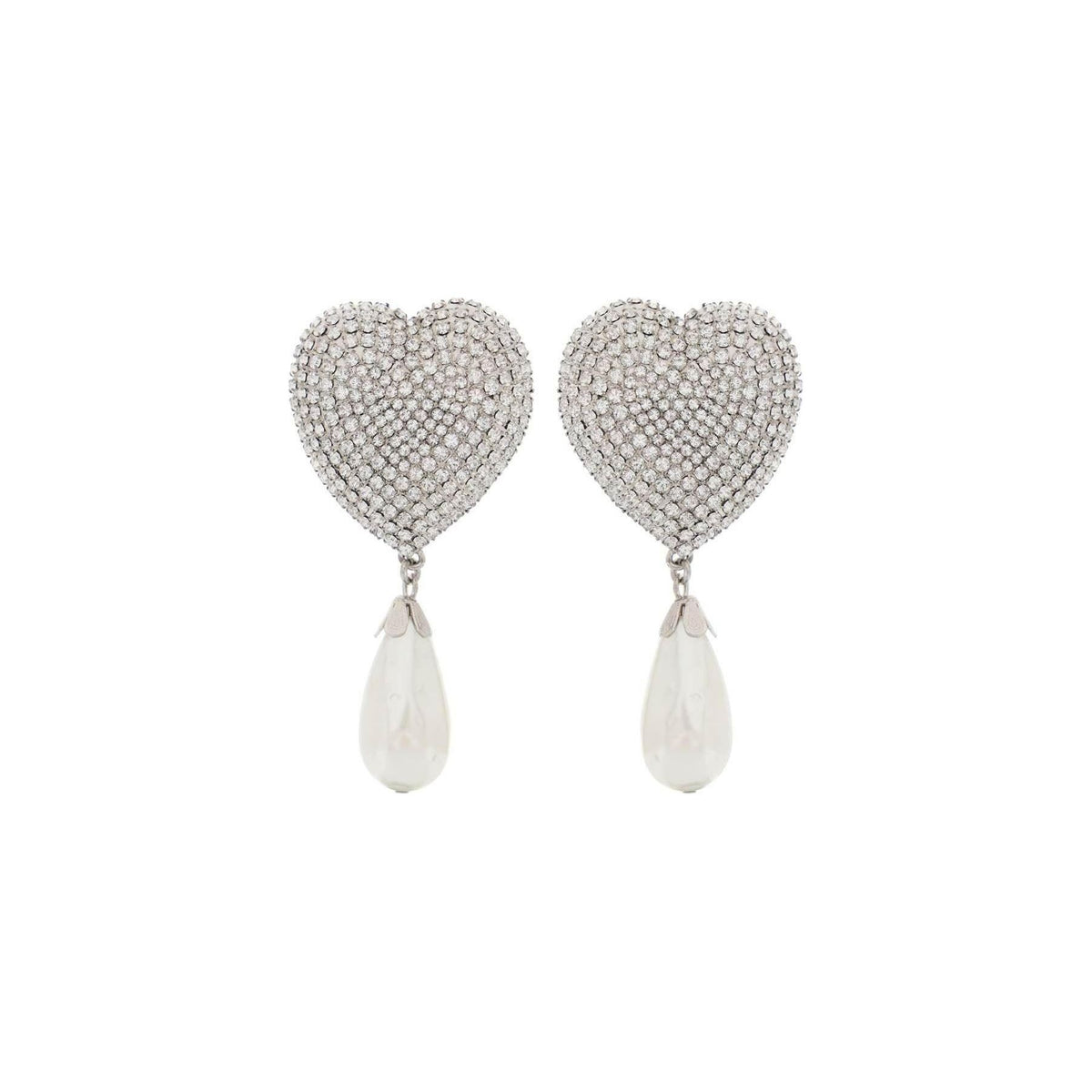 Heart Crystal Earrings With Pearls ALESSANDRA RICH JOHN JULIA.