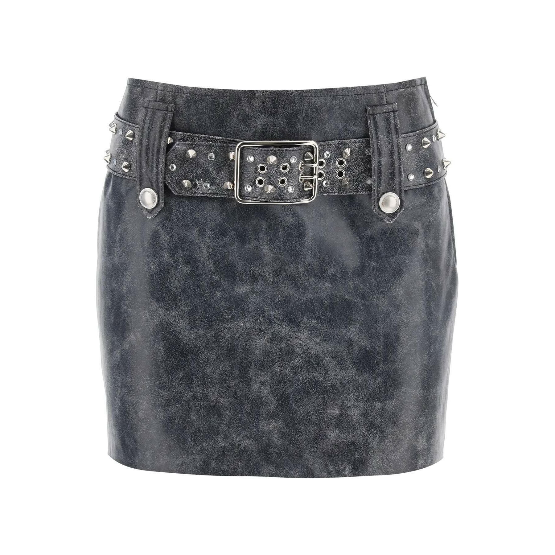 Leather Mini Skirt With Belt And Appliques ALESSANDRA RICH JOHN JULIA.