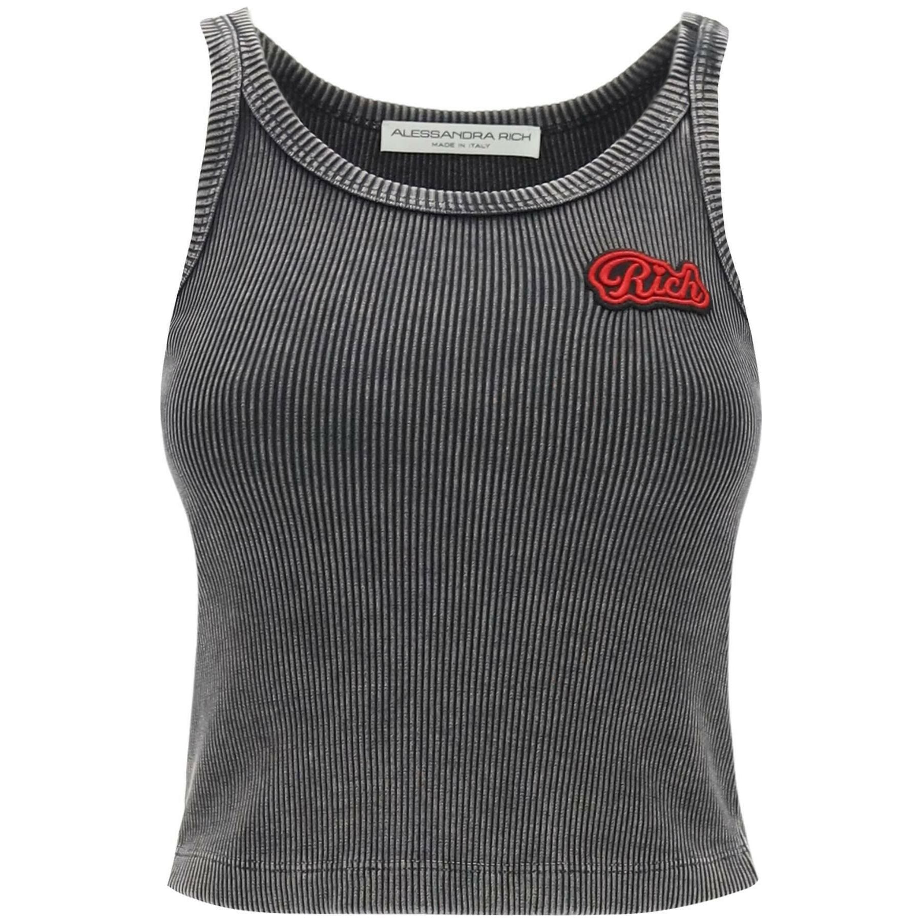 Ribbed Tank Top With Logo Patch ALESSANDRA RICH JOHN JULIA.