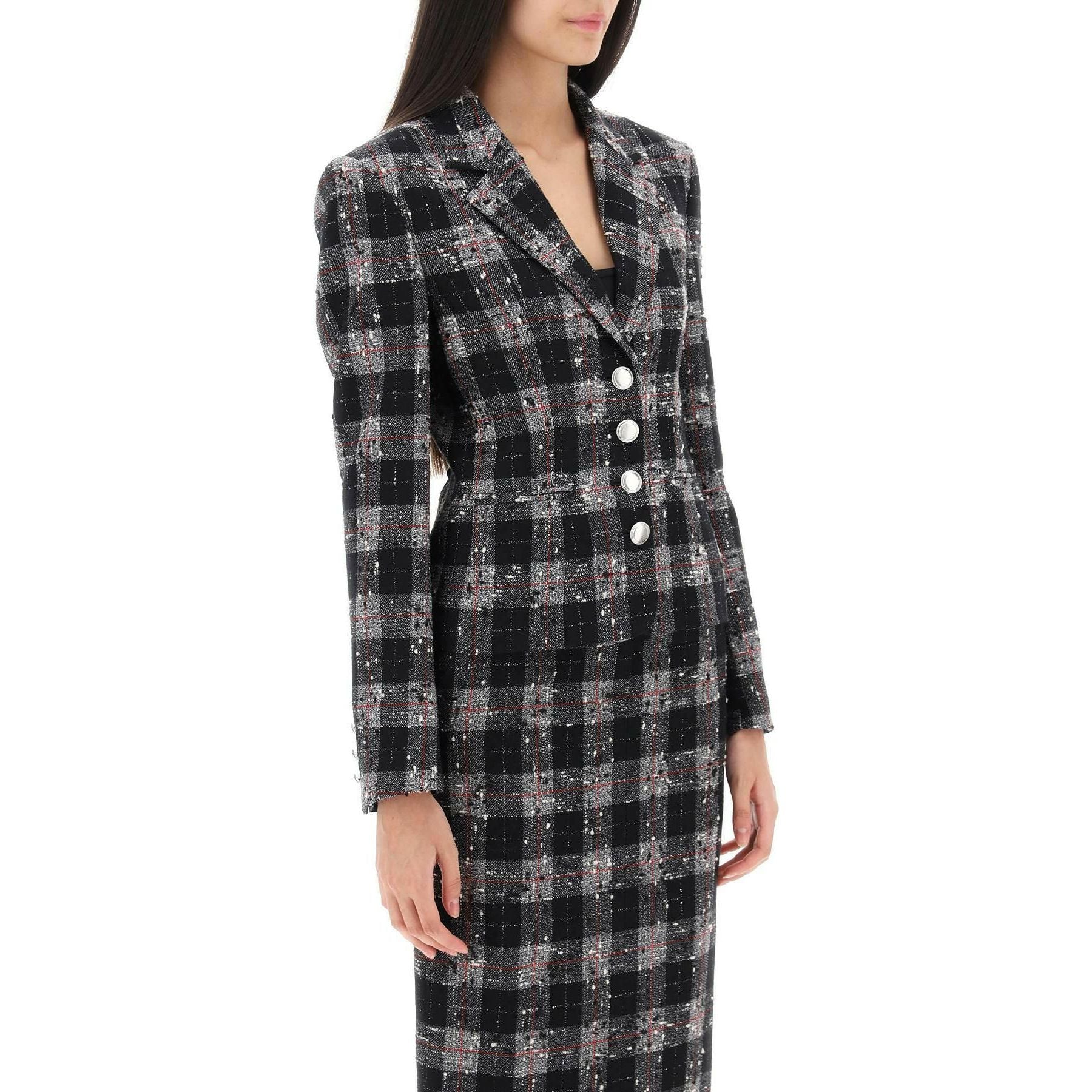 Single-Breasted Jacket In Boucle' Fabric With Check Motif ALESSANDRA RICH JOHN JULIA.