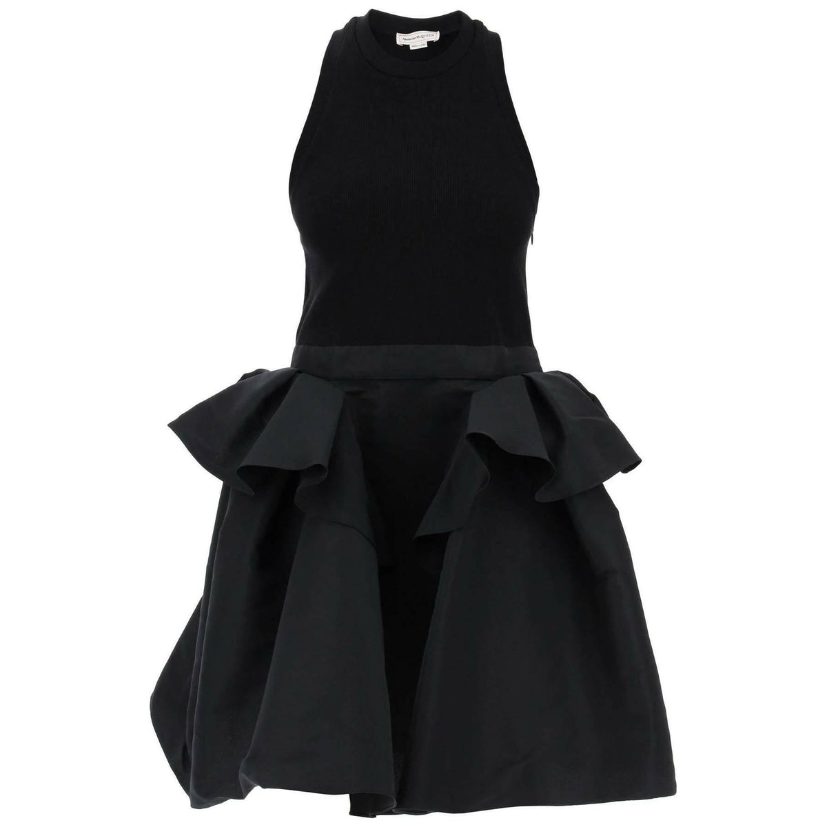 ALEXANDER MCQUEEN - Black Hybrid Sleeveless Mini Dress - JOHN JULIA