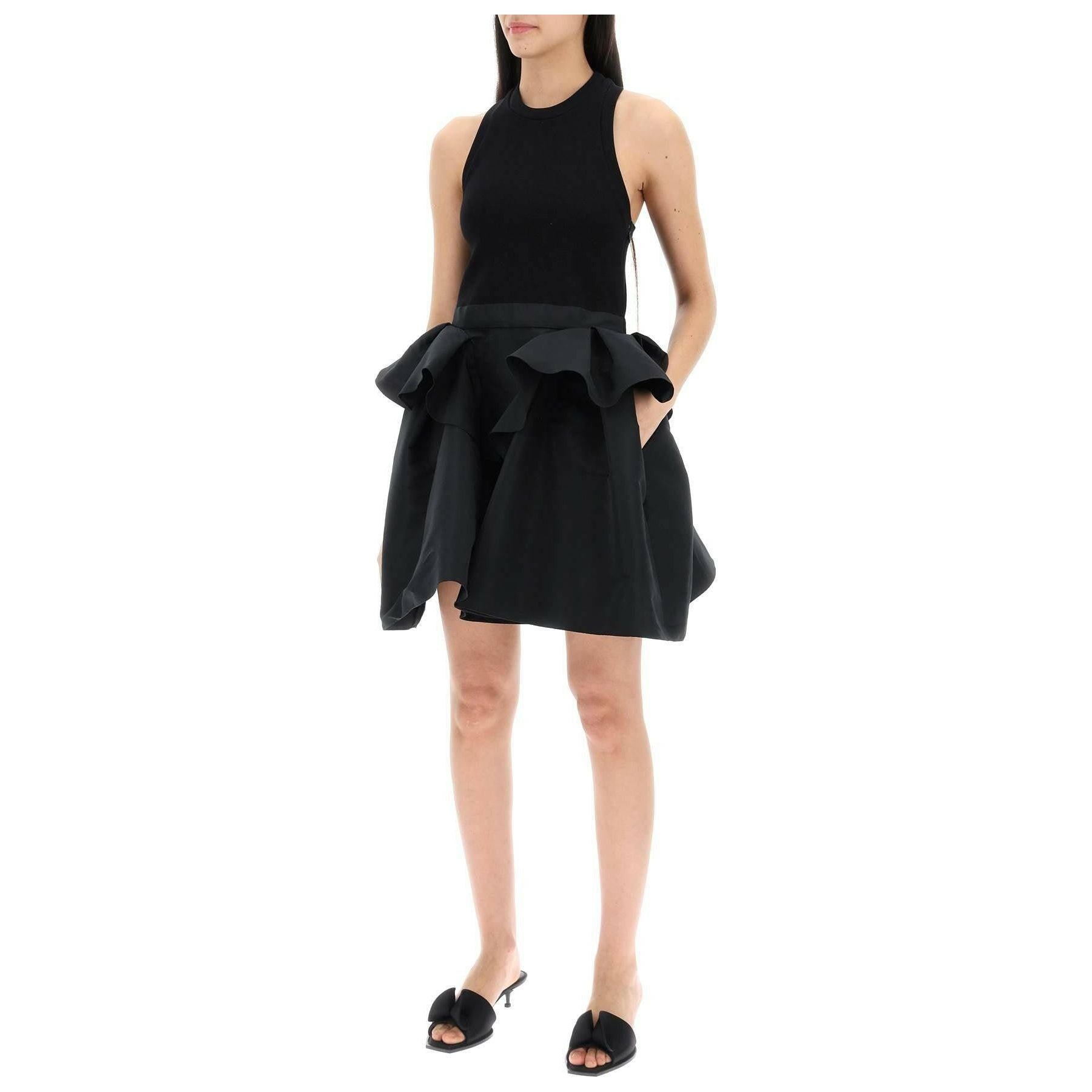 Black Hybrid Sleeveless Mini Dress ALEXANDER MCQUEEN JOHN JULIA.