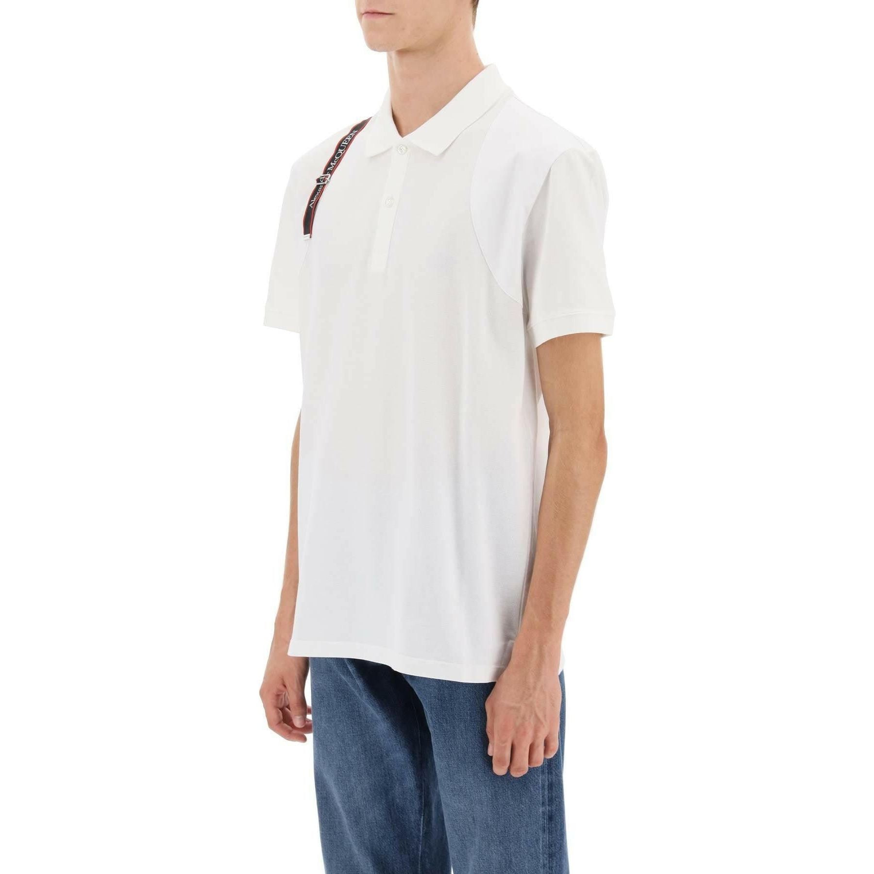 Harness Polo Shirt With Selvedge Logo ALEXANDER MCQUEEN JOHN JULIA.