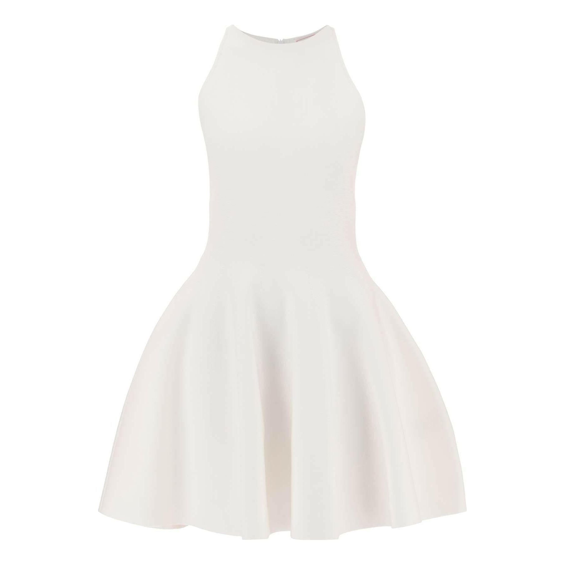 White Sleeveless Knitted Viscose-Blend Mini Dress ALEXANDER MCQUEEN JOHN JULIA.