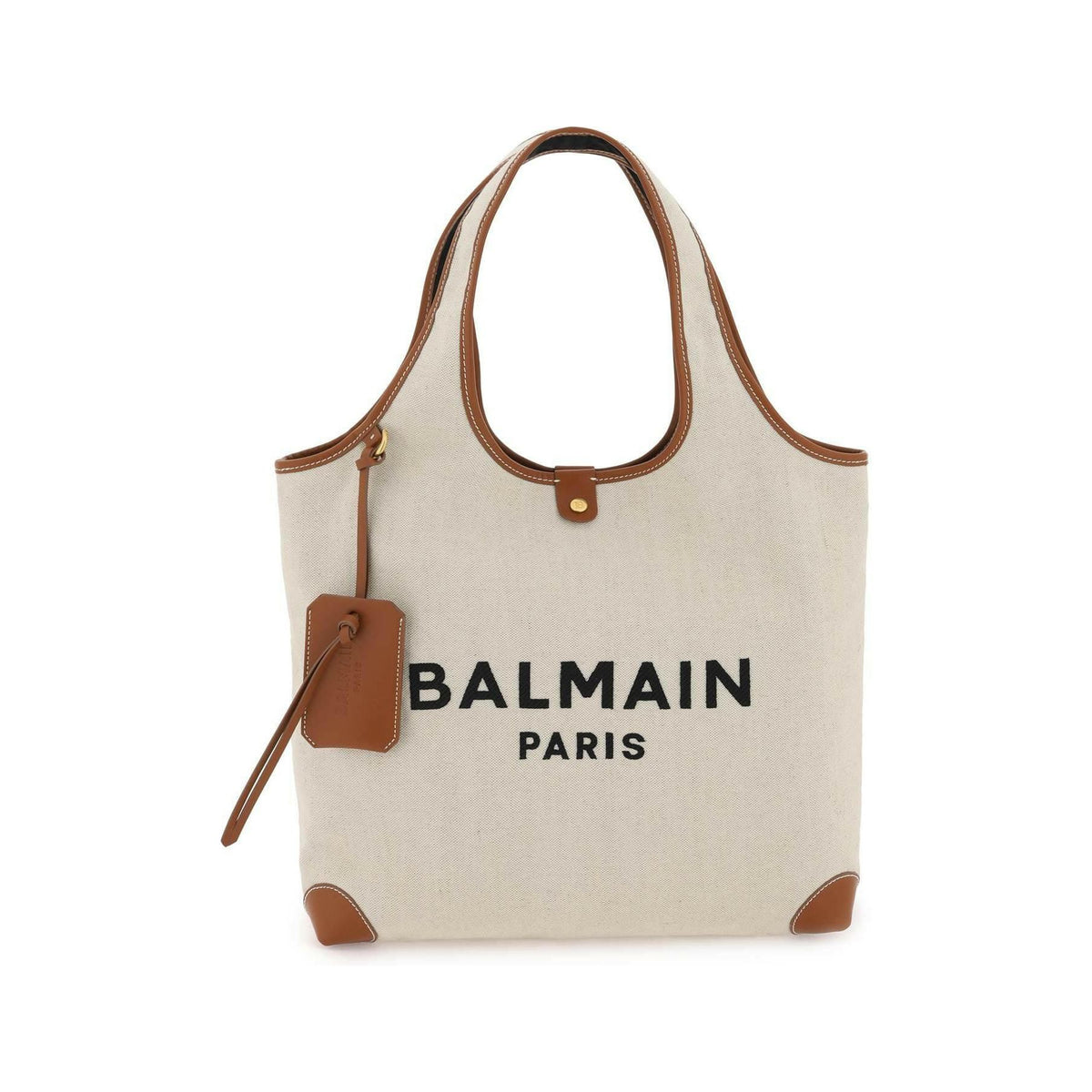 BALMAIN - Brown B-Army Canvas and Leather Grocery Bag - JOHN JULIA