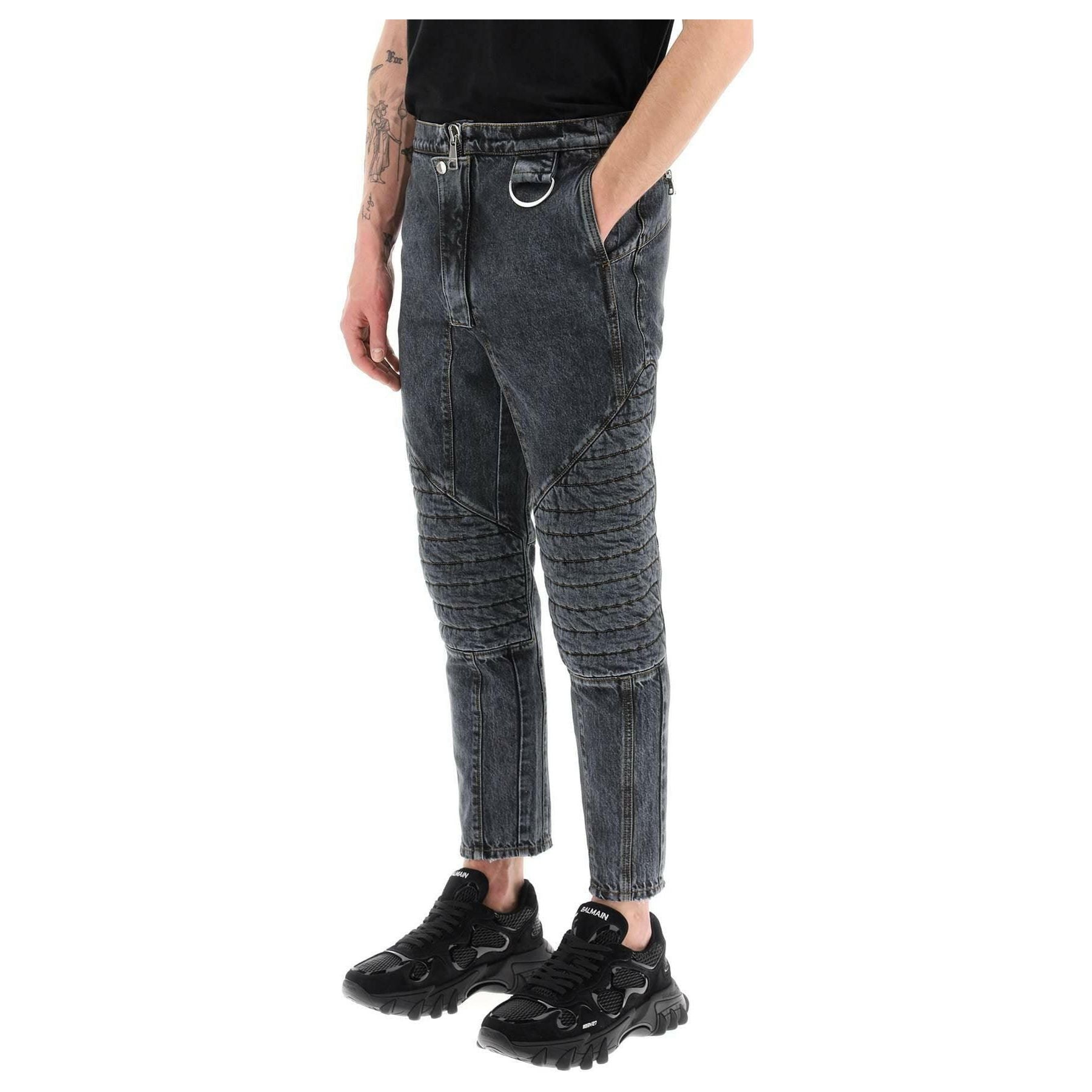 Jeans With Quilted And Padded Inserts BALMAIN JOHN JULIA.
