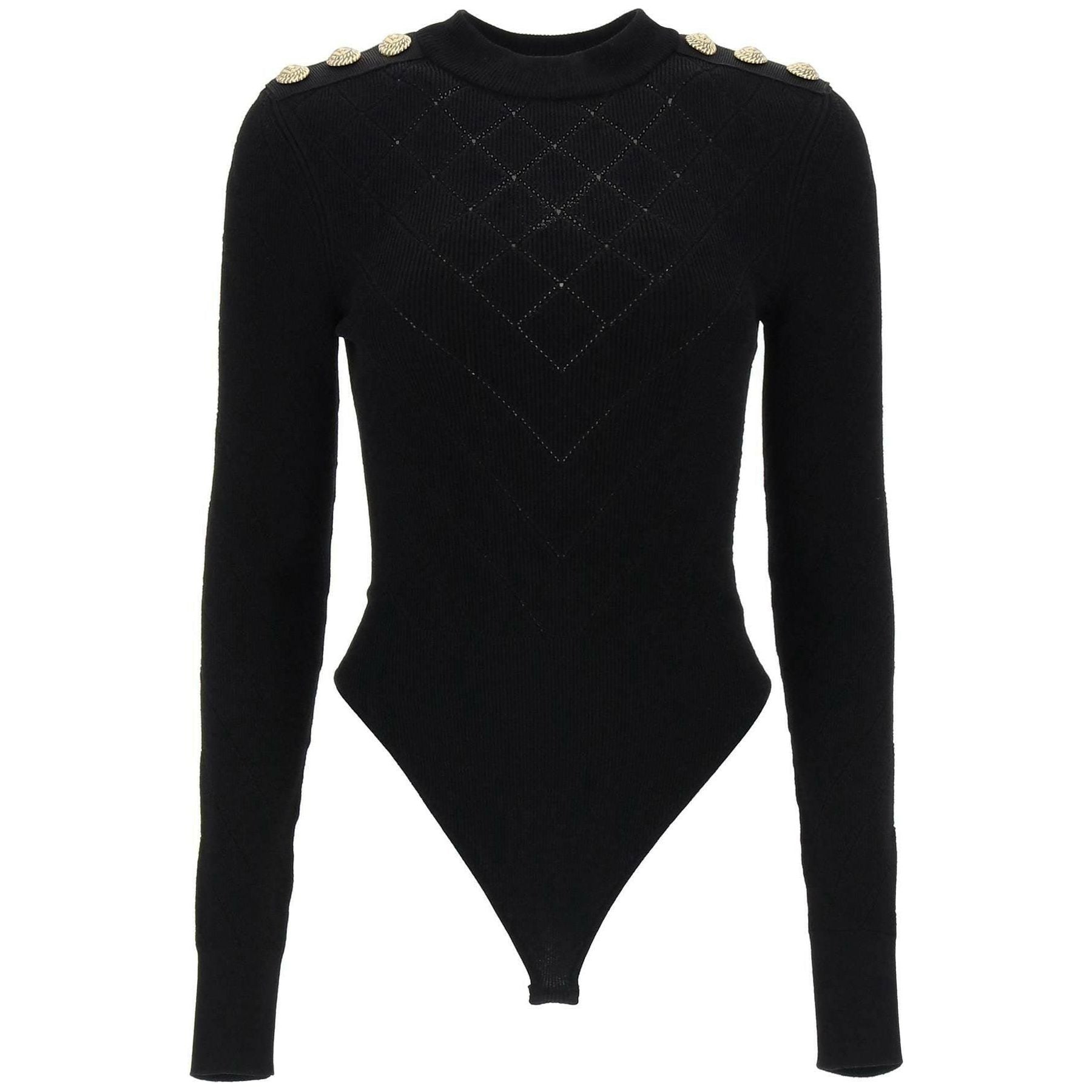 Knitted Bodysuit With Embossed Buttons BALMAIN JOHN JULIA.