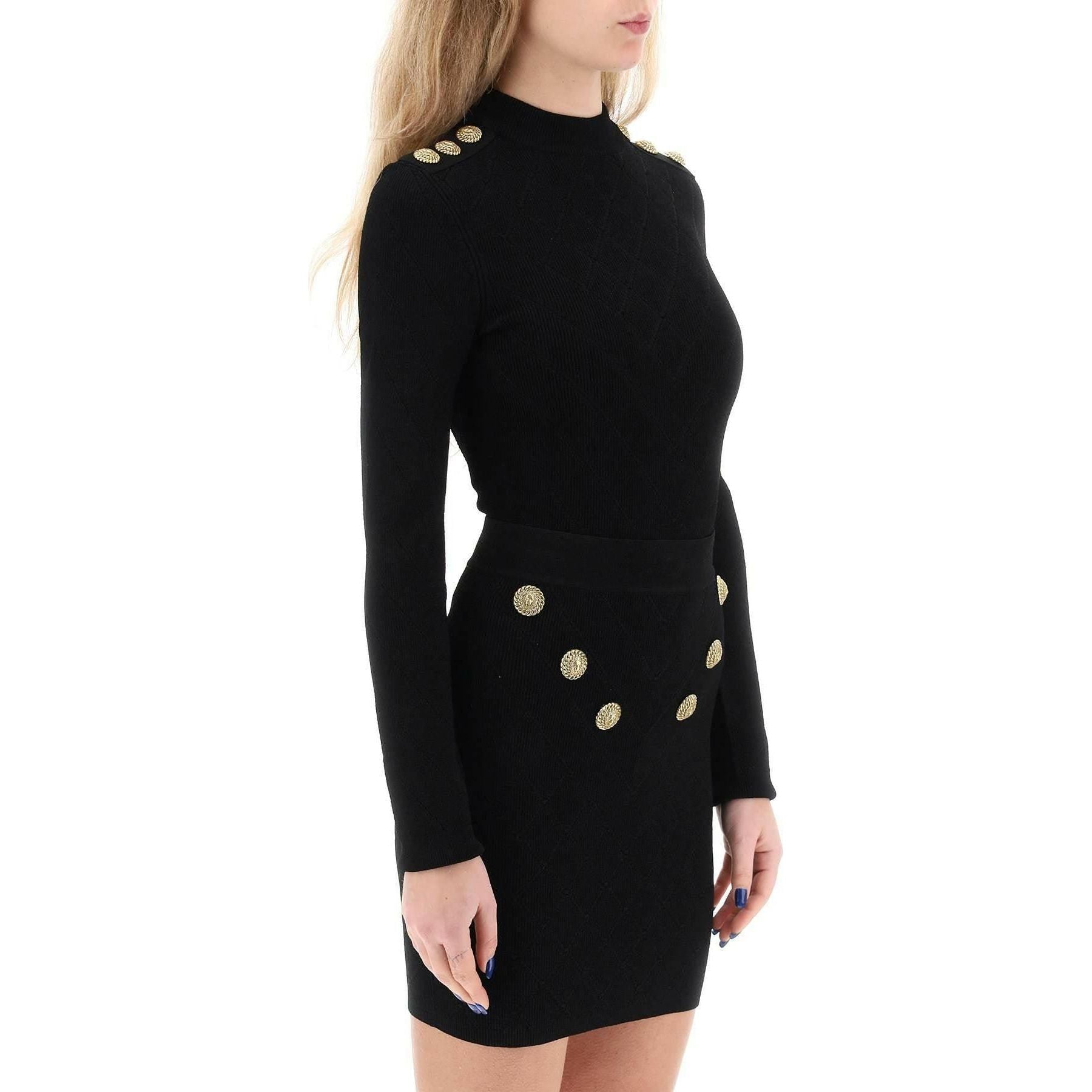 Knitted Bodysuit With Embossed Buttons BALMAIN JOHN JULIA.